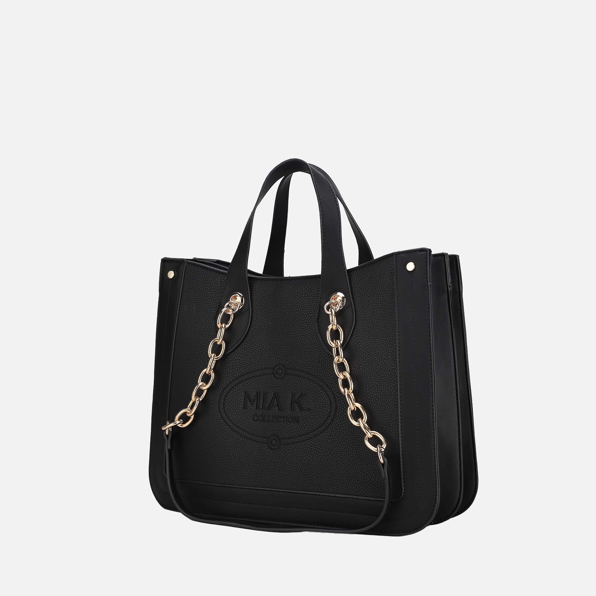 Mia K Collection Stella Tote Bag - Vegan Faux Leather Double Compartment Oversize Handbag