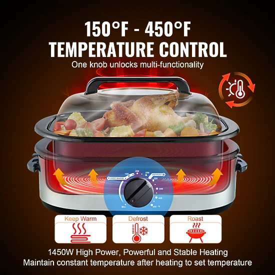 HONGGE Roaster Oven, Turkey Roaster Oven with Self-Basting Lid