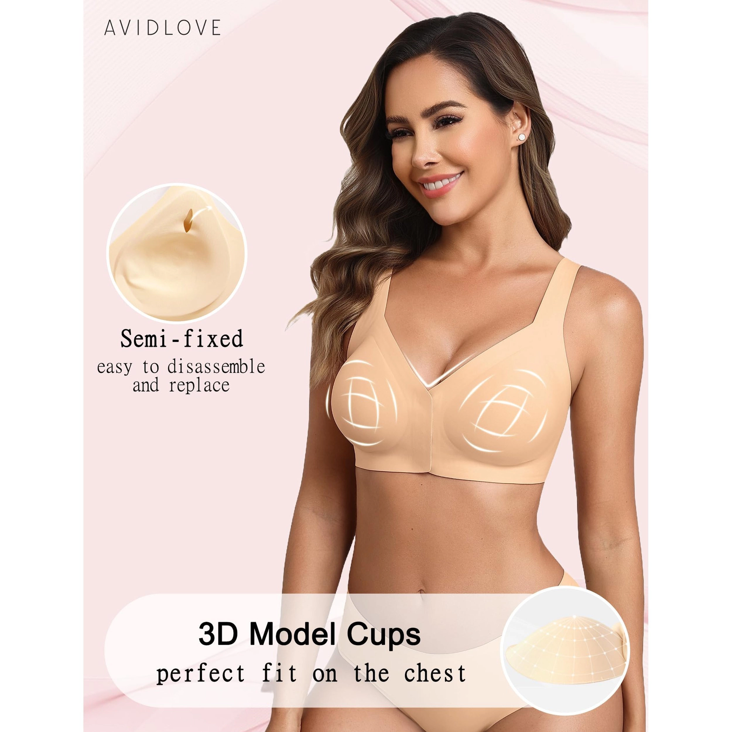 Avidlove Women's Front Closure Seamless Wireless Full Coverage Bra