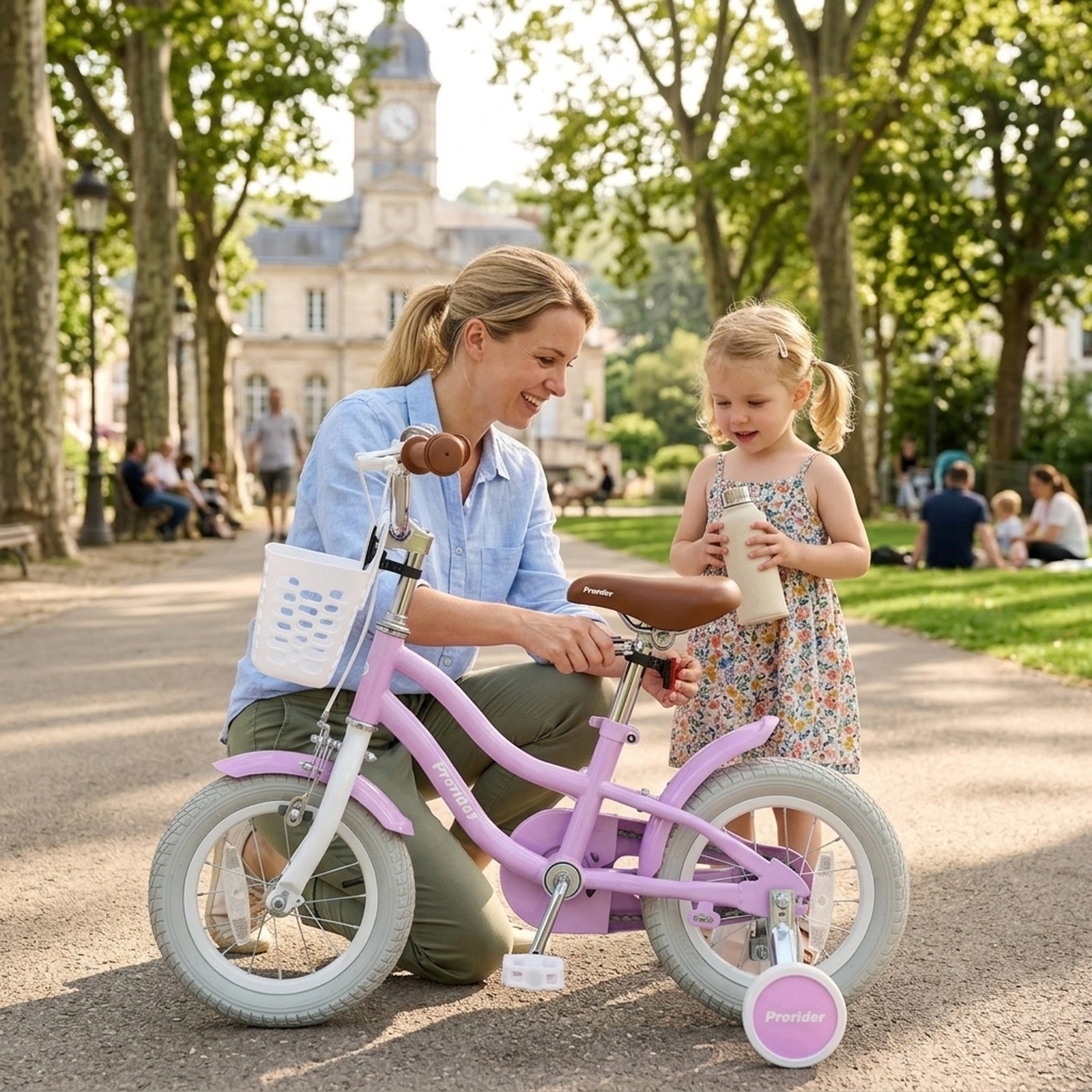 12-in Kids Bike 2-Brake System Ages 3-4 Purple Bicycle Training Wheels Chain Guard 110-lb Seat Capacity