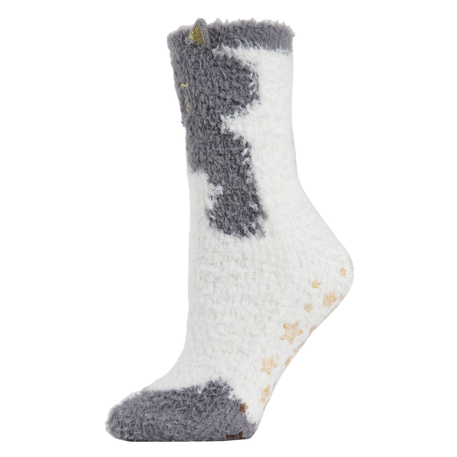 MeMoi Cute Cat Critter Plush Non-Skid Crew Socks