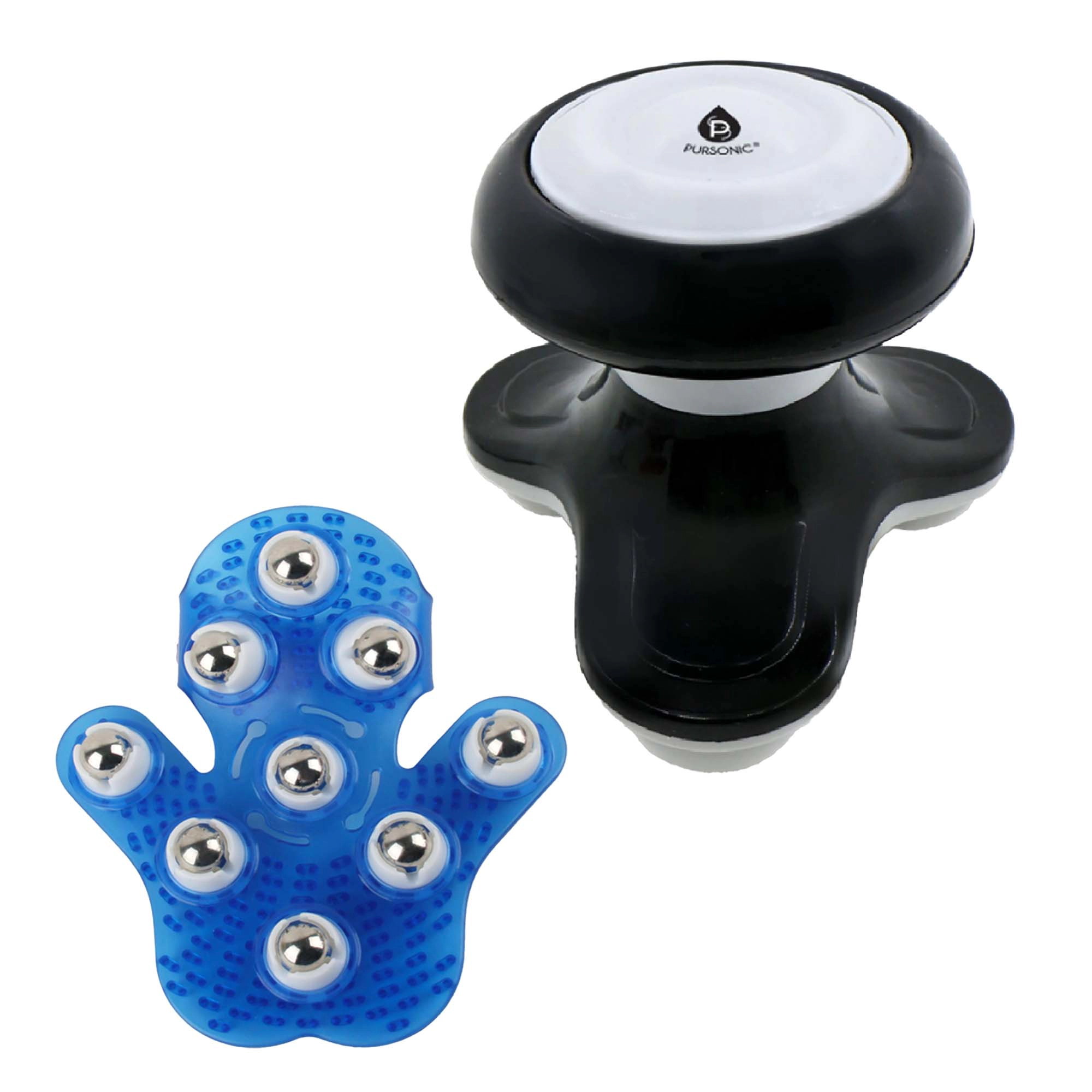 Pursonic Unisex Relaxation Massage Bundle: Palm-Shaped Massage Glove & Handheld Electric Sport Massager