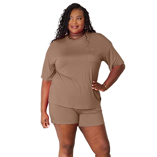 Sol Living Womens Rayon Half Sleeve Top and Shorts 2-Piece Lounge Set ...