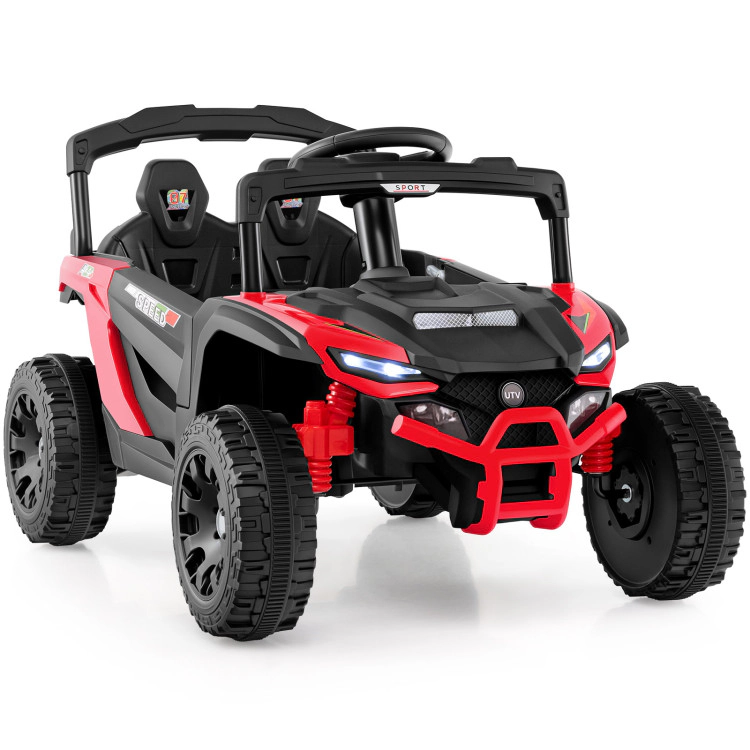 Hivvago 12V Kids Ride On Car UTV Electric Vehicle with LED Lights  Music and Horn