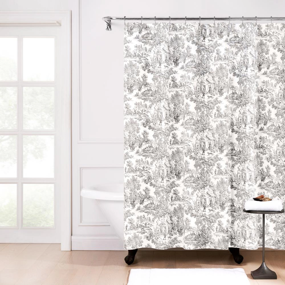 Ellis Curtain Victoria Park Toile Precise Patterned High Quality Water Proof Bathroom Shower Curtain 70x72 Gray
