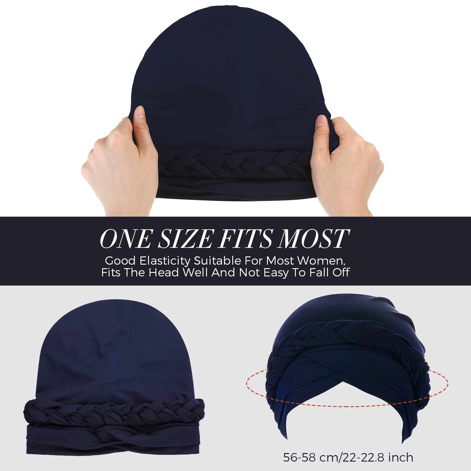 9 Pack Braid Turban Cap For Women Ethnic Bohemia Twisted Hair Cover Wrap Hat Pre Tied Bonnet Chemo