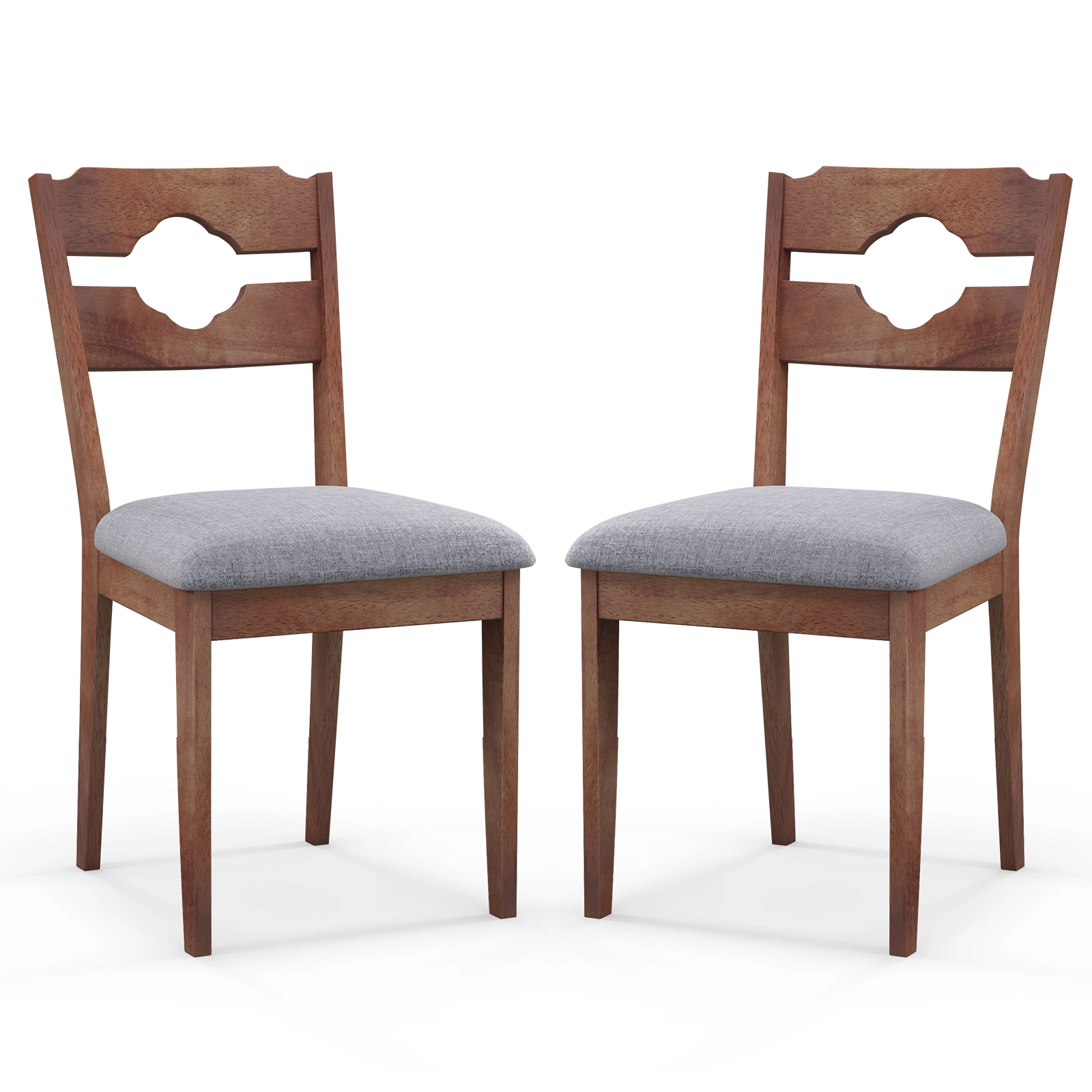 SUGIFT Fabric Upholstered Dining Chair Set of 2 with Padded Seat High Back 285-lb Capacity Brown+Gray