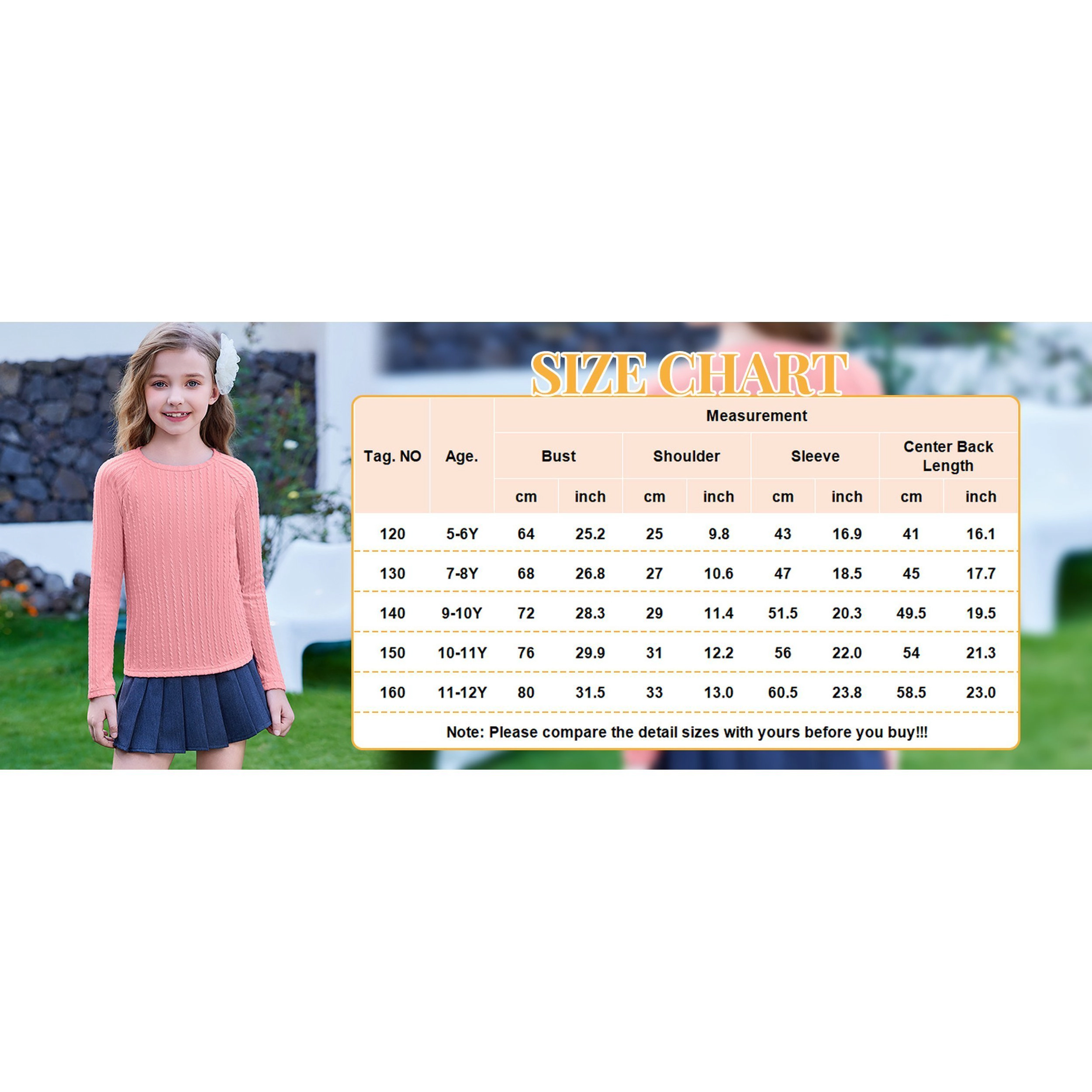 Arshiner Girl's Textured Round Neck Raglan Long Sleeve Shirt