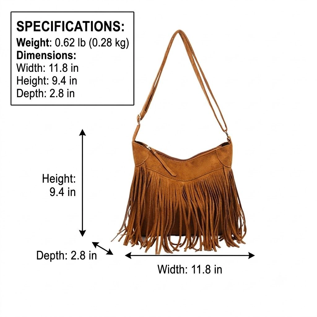 Alilang Women's Suede Look Fringe Adjustable Strap Crossbody Shoulder Bag