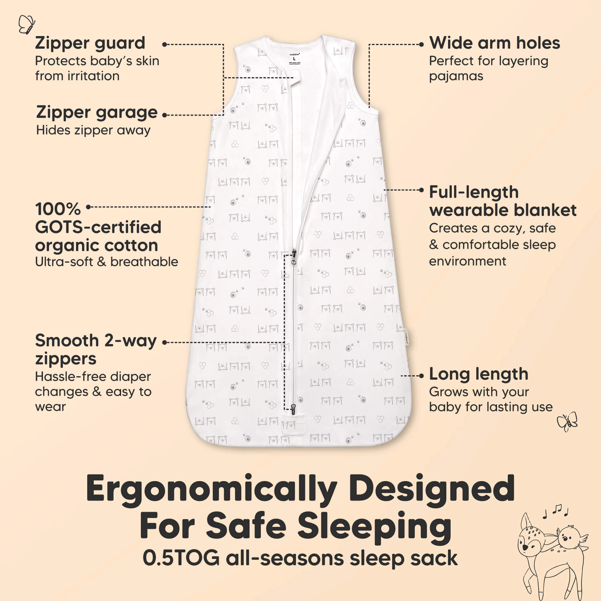 KeaBabies 2-Pack Snooze Sleep Sacks