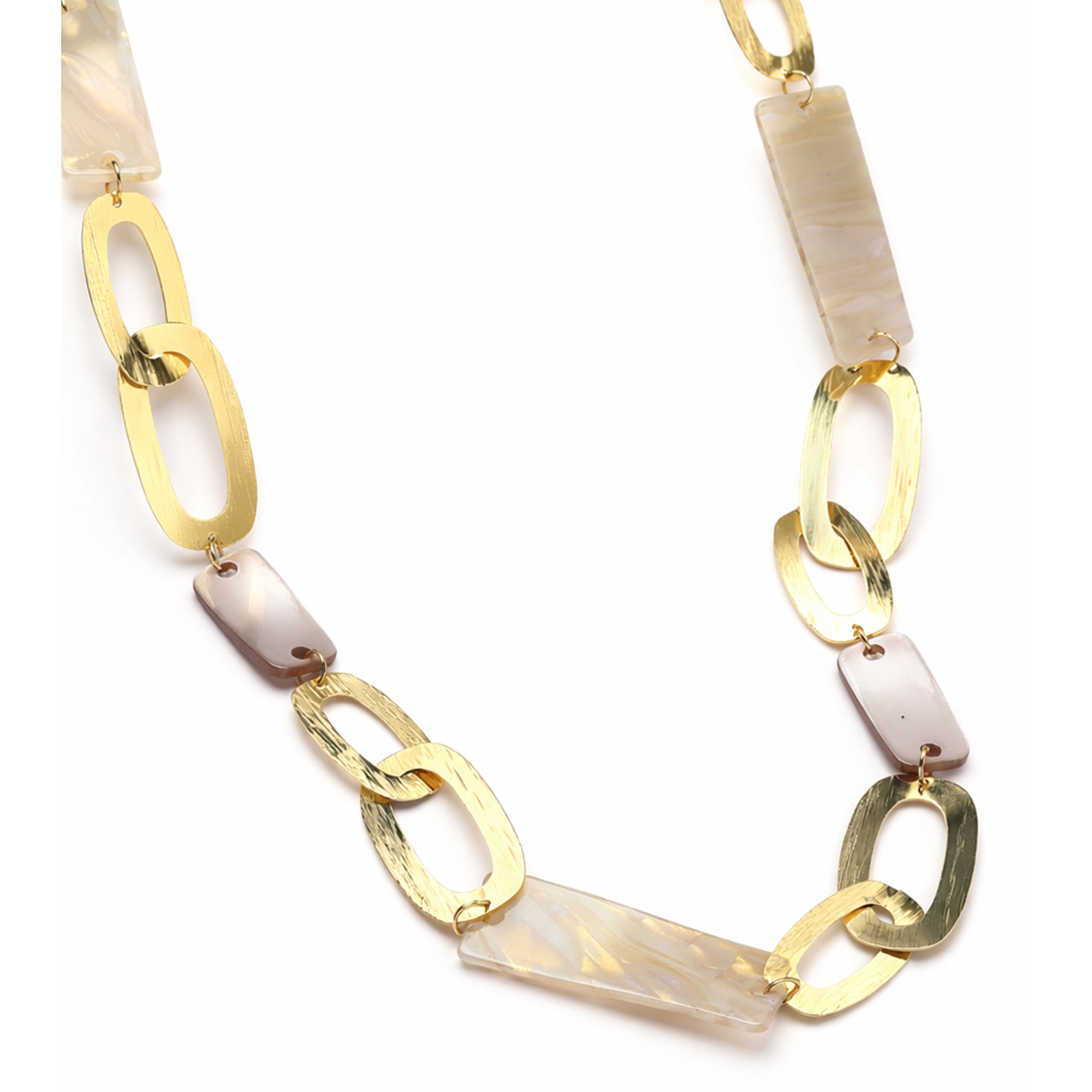 AGP PARIS Mixed Link Shell Accent Statement Necklace