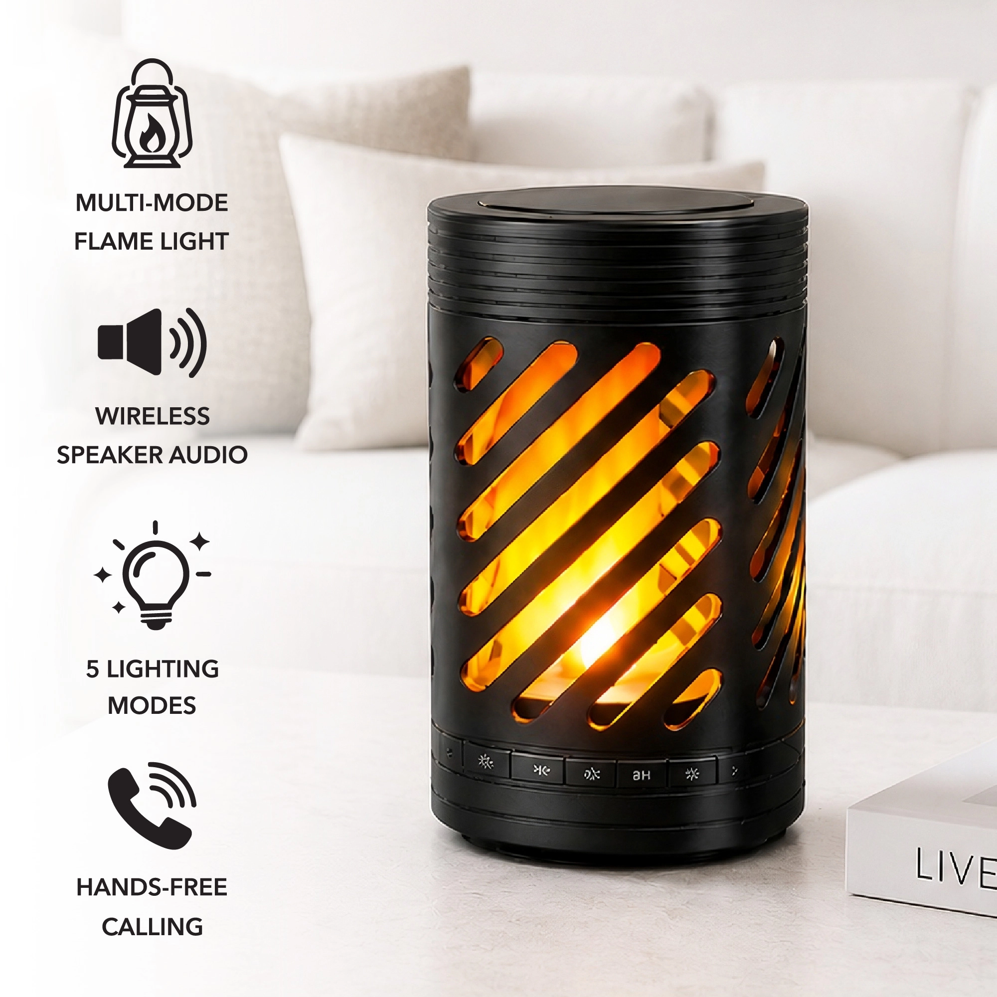 Pursonic Unisex Portable Ambient Flame Lantern Speaker 2-in-1 Ambient Flame Lantern Speaker