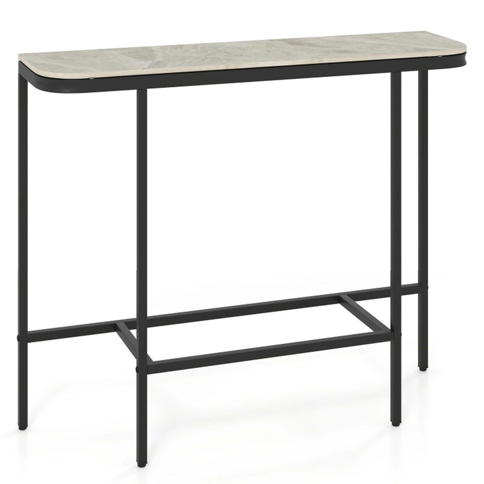 SUGIFT 44-in 12-in Narrow 66-lb Capacity Gray Sintered Stone Marble Look Console Table with Metal Frame