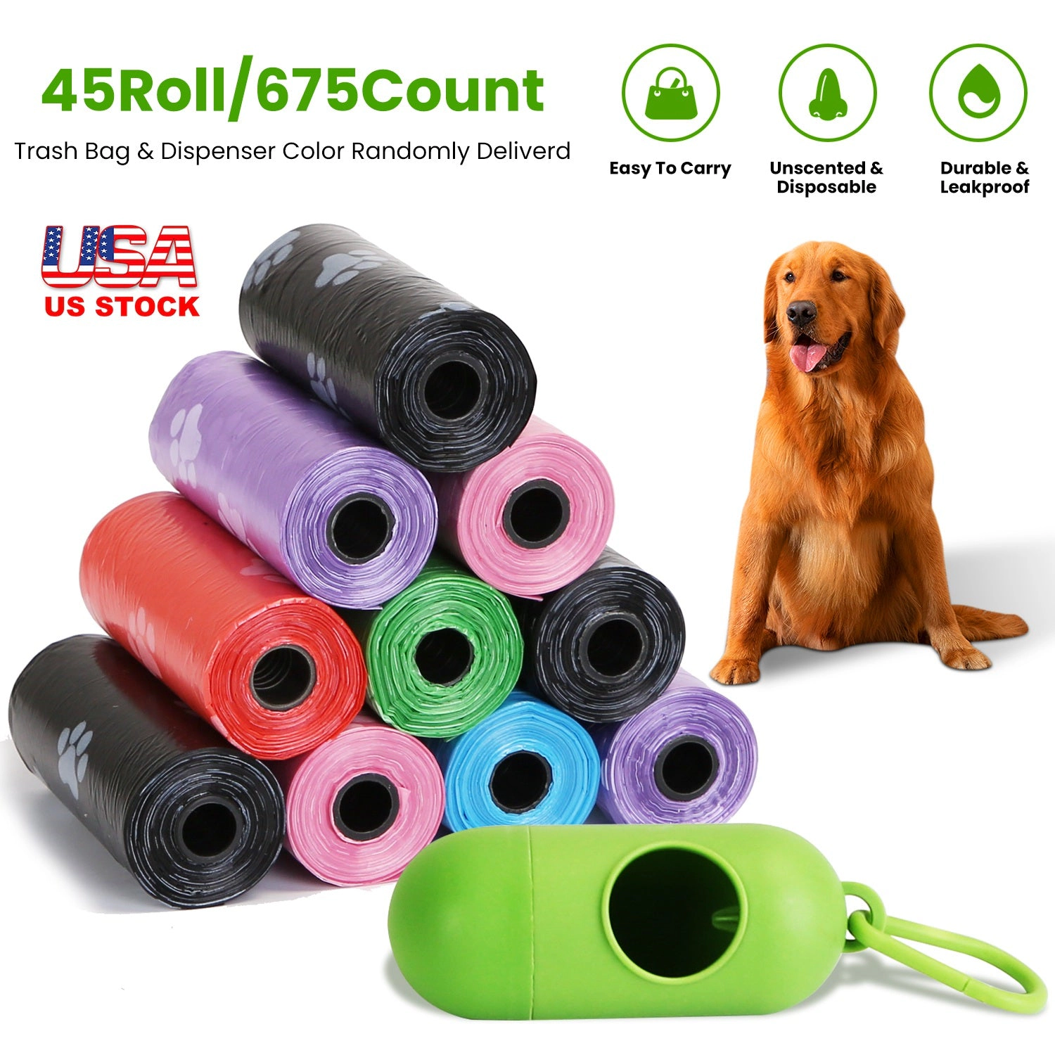 GBruno 675-Count Dog Waste Bags With Dispenser