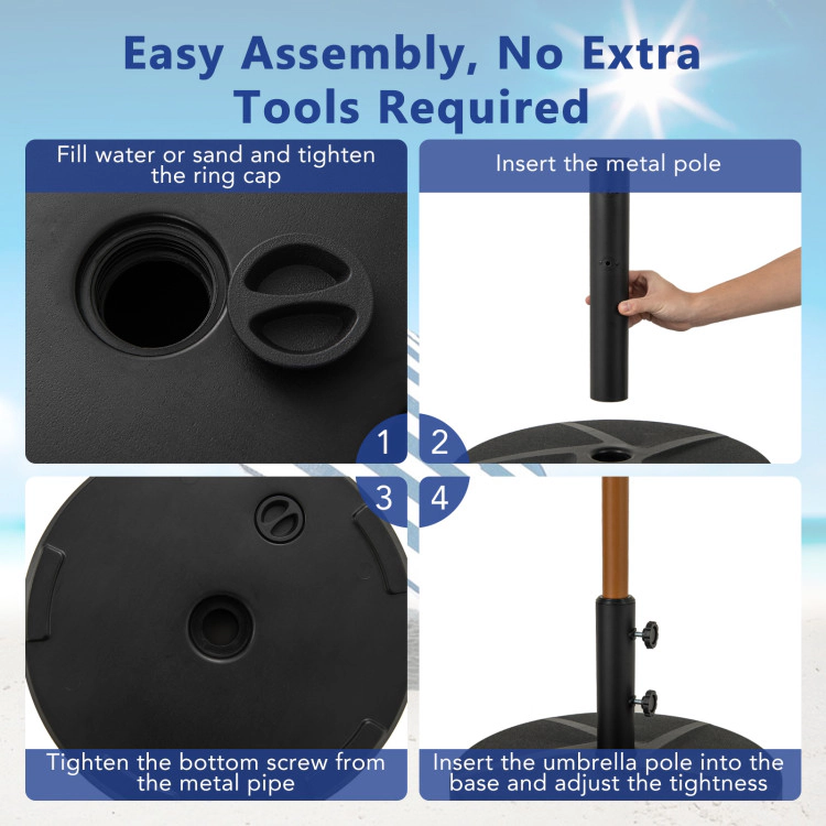 Hivvago Patio Umbrella Base 88Lbs Capacity Water And Sand Fillable Market Table Umbrella Stand