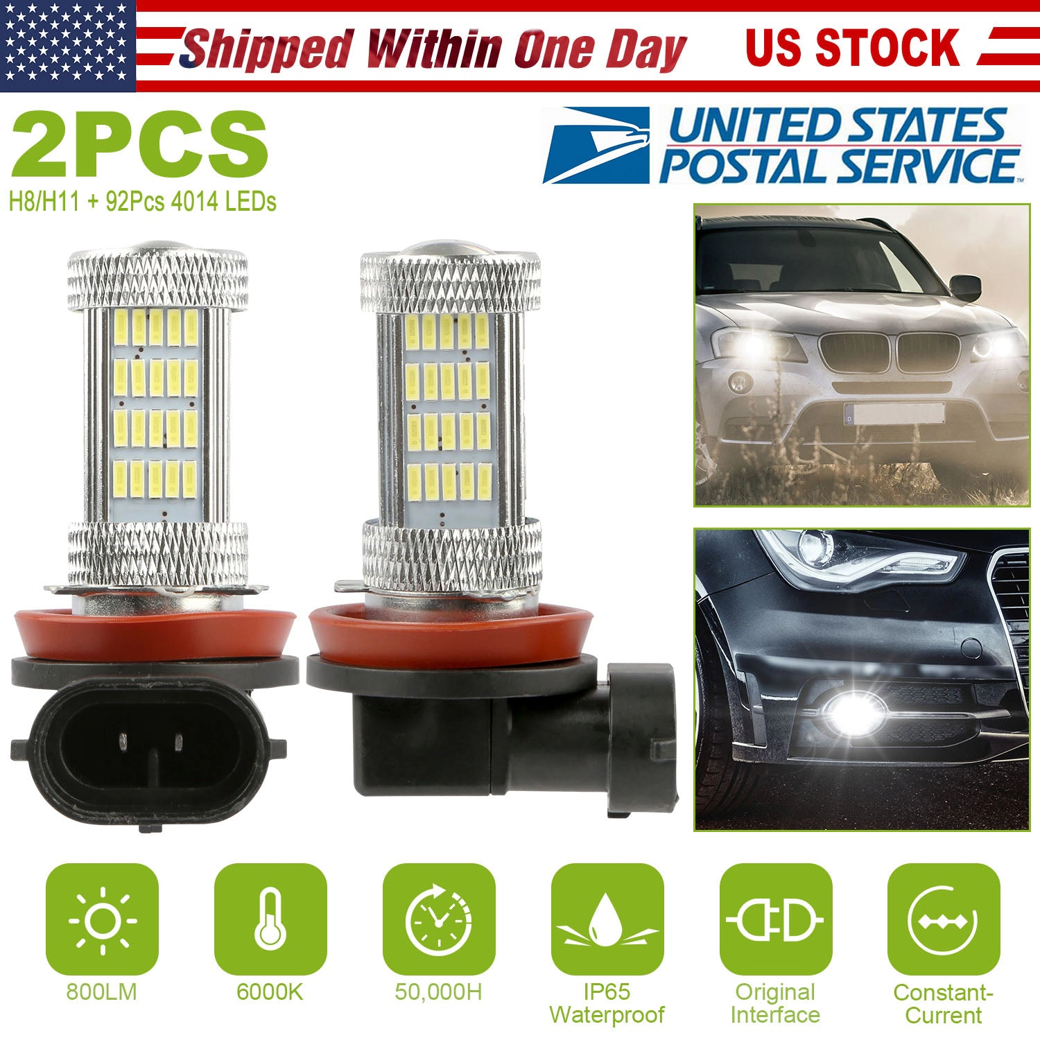 GBruno 2-Piece H8/H9/H11 LED Fog Light Bulbs
