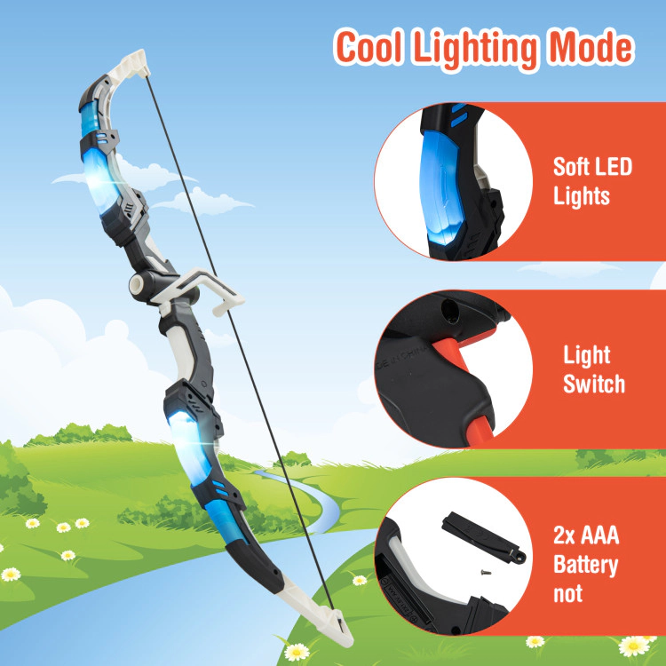 Hivvago Youth Archery Bow Set with LED Light Up Bow and 20 Suction Cup Arrows for Kids