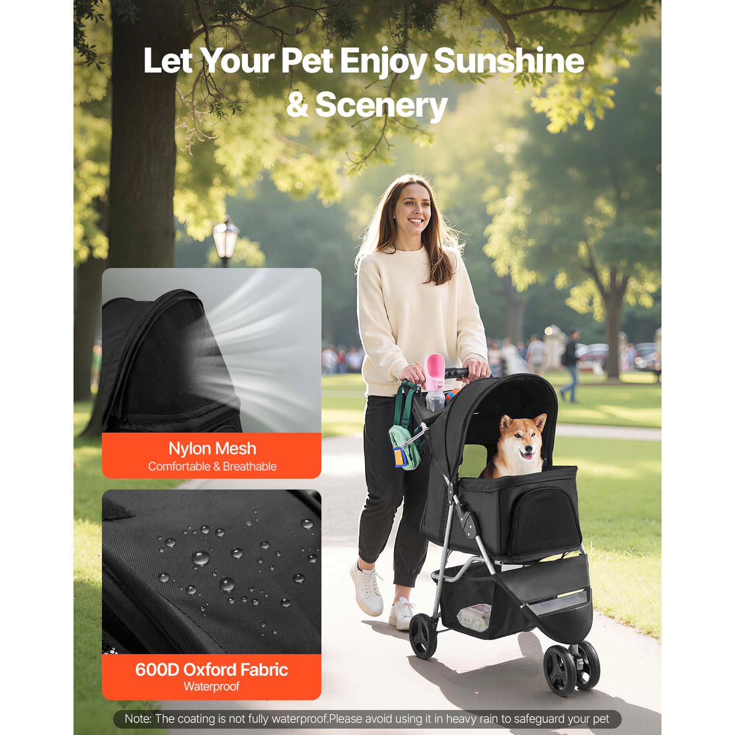 HONGGE Pet Stroller Wheels Dog with Weight Capacity Portable Carrier Mesh Windows for