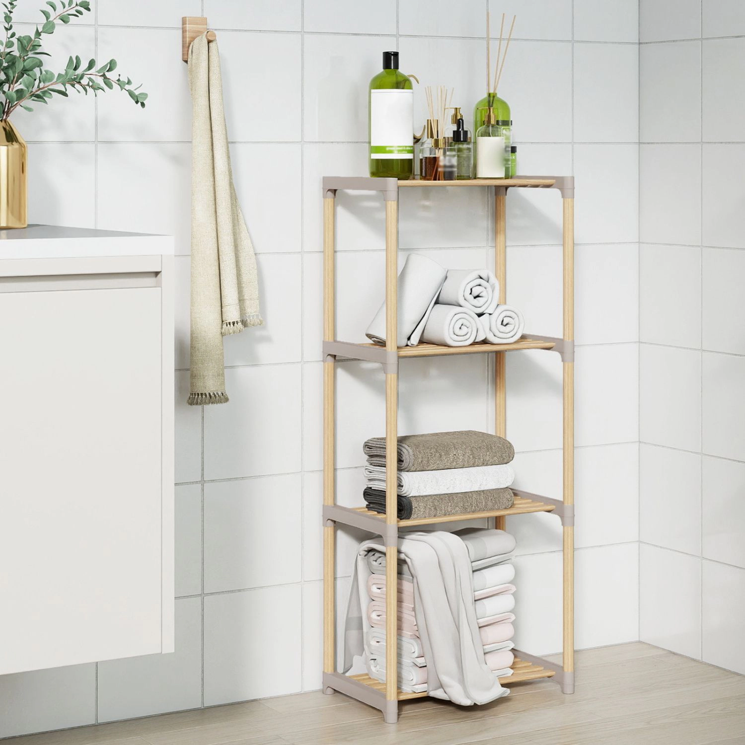 SlickBlue Pine Wood Bookshelf, 4/5-Tier Open Storage Display Rack