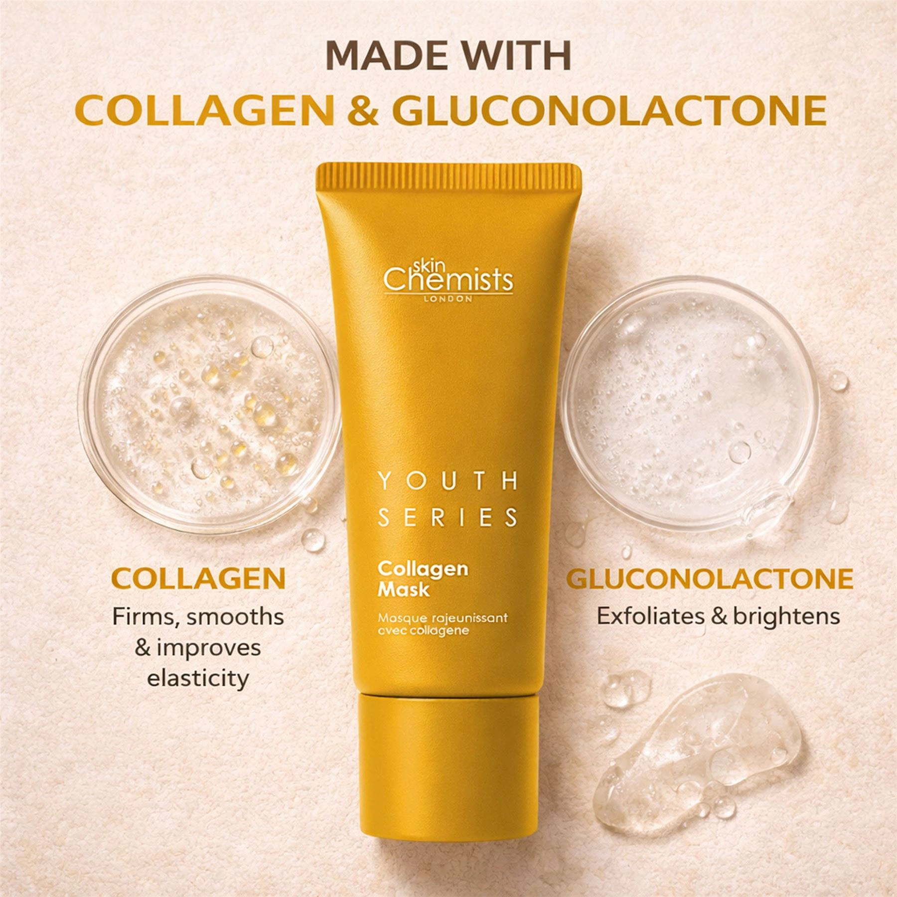 skinChemists Youth Series 1% Collagen Mask 50ml - Firming Anti-Aging Treatment