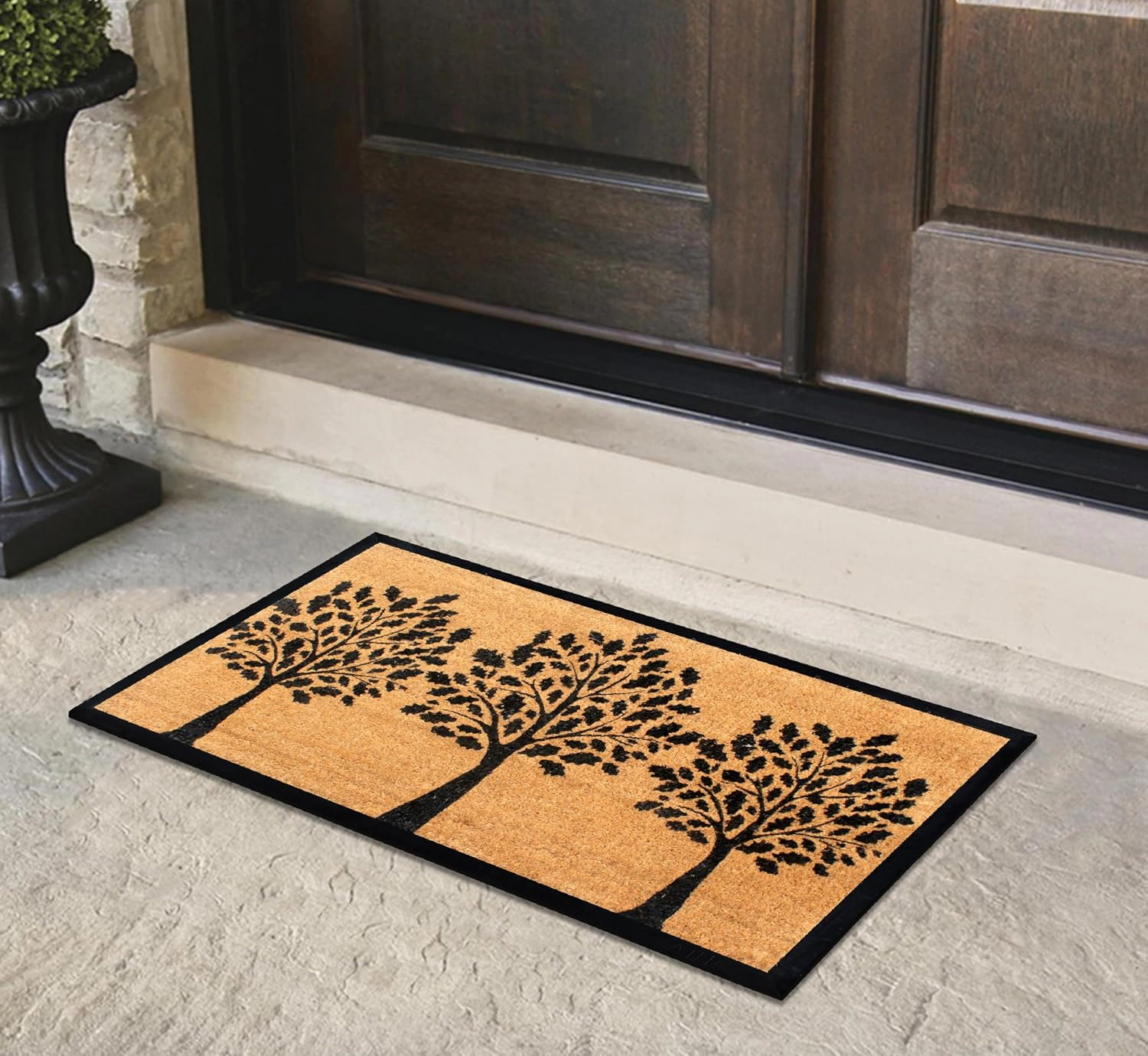 A1HC Door Mat 24x48 Inches Heavy Duty Non-Slip Durable Black Three Tree