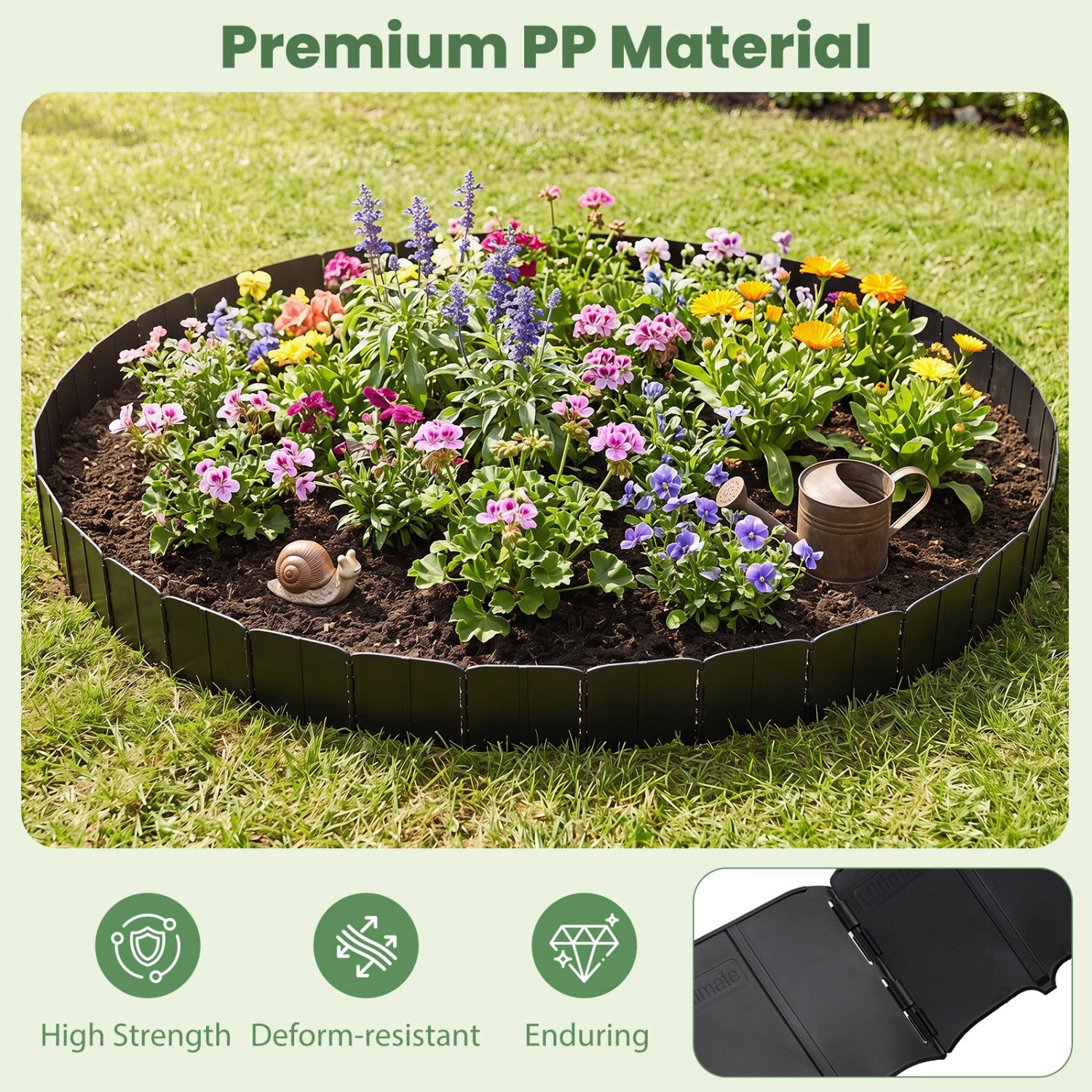 LJG 10.5 FT 70 PCS Garden Edging Borders No Dig Interlocking Design for Flower Beds