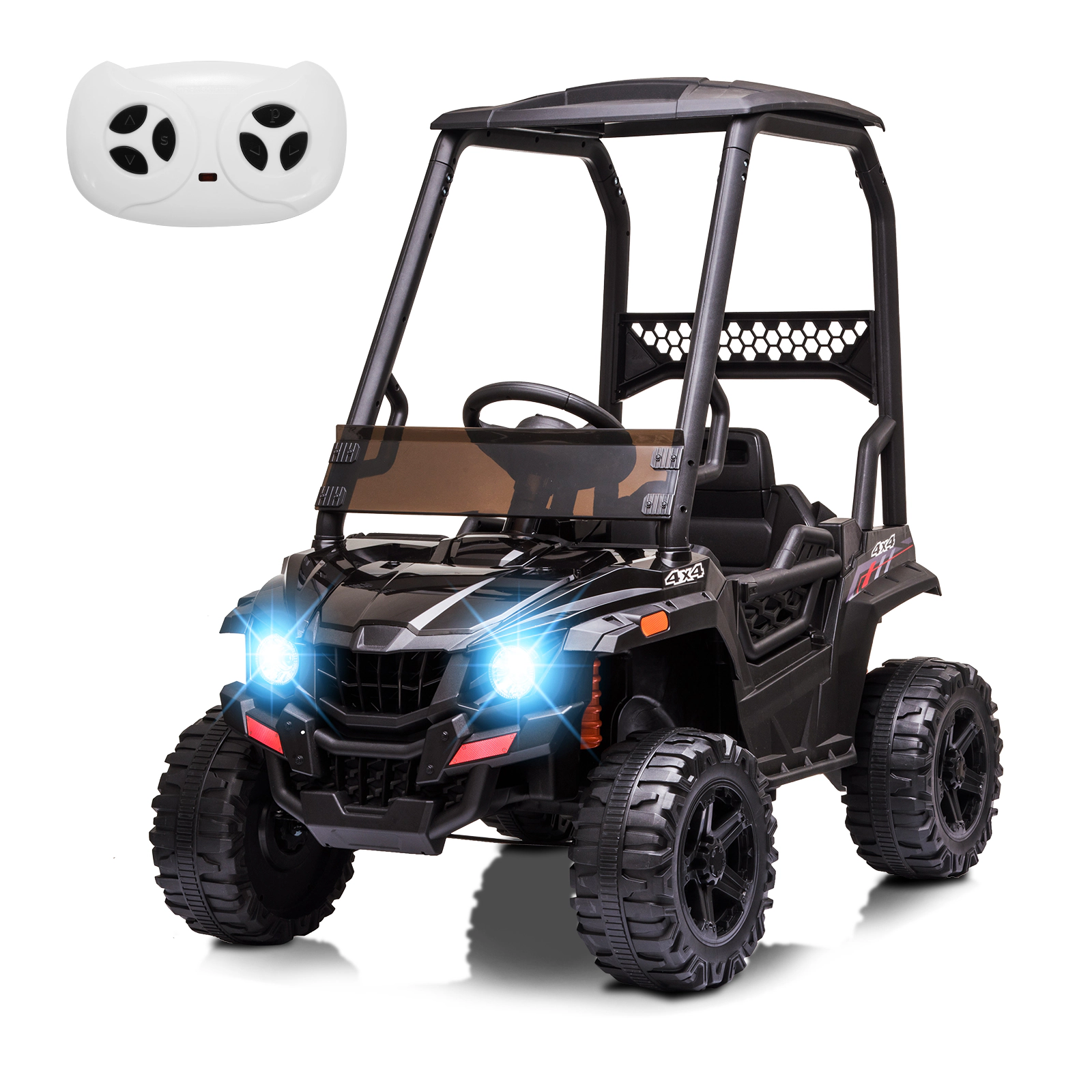 12V Kids Dump Truck Ride On w/Sun Shade, Electric Car w/Remote, LED Lights, Shock Absorption, 3 Speeds, MP3/USB