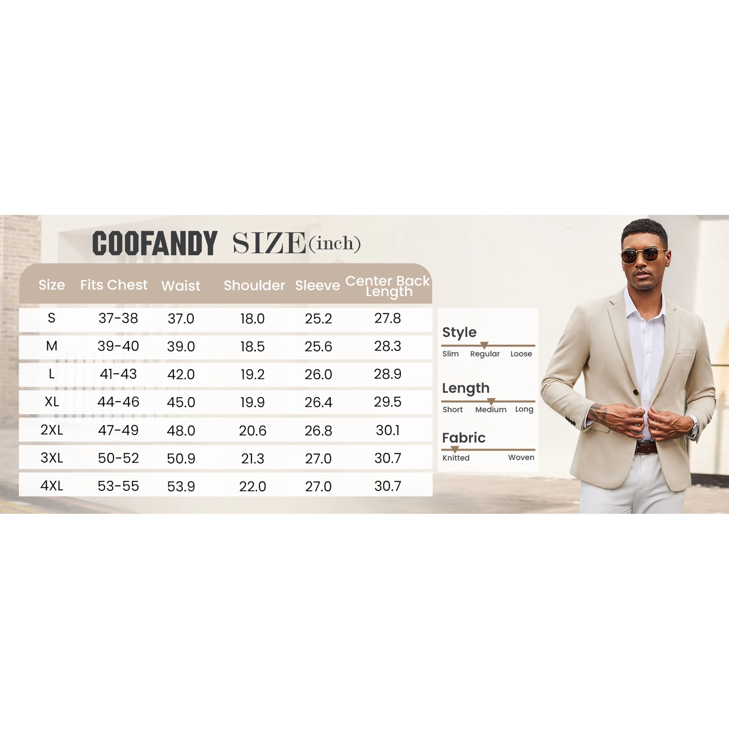 COOFANDY Men's Slim Fit Two Button Notch Lapel Casual Blazer Sport Coat Suit Jacket