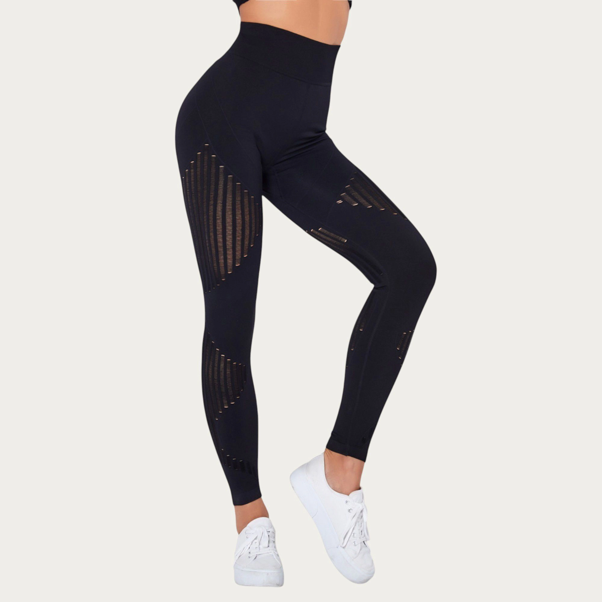Anna-Kaci Active Women's Seamless Patterned Leggings with Ribbed Details and Contouring Panels