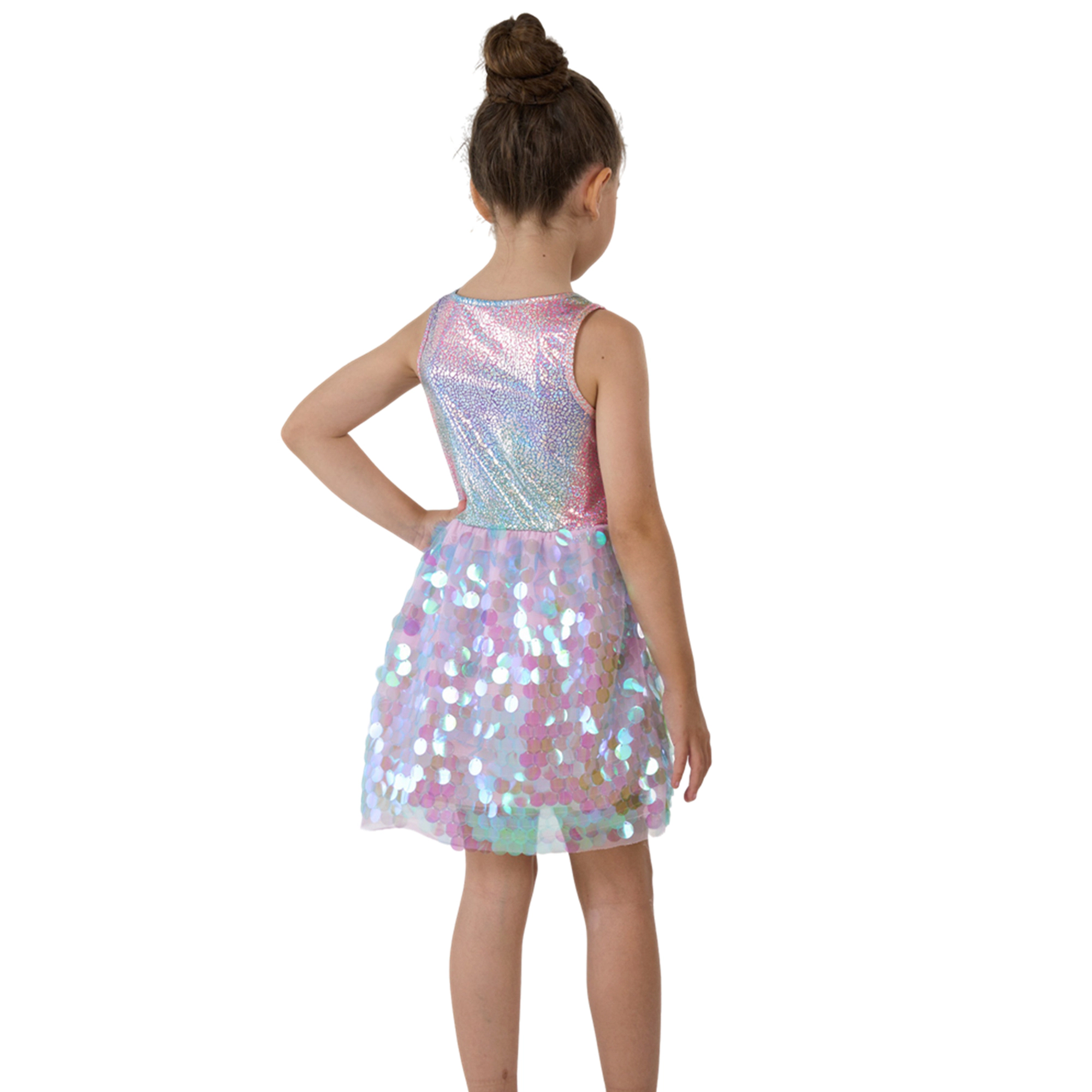 2Bunnies Girls' Ombre Iridescent Paillette Sequin Sleeveless Dress