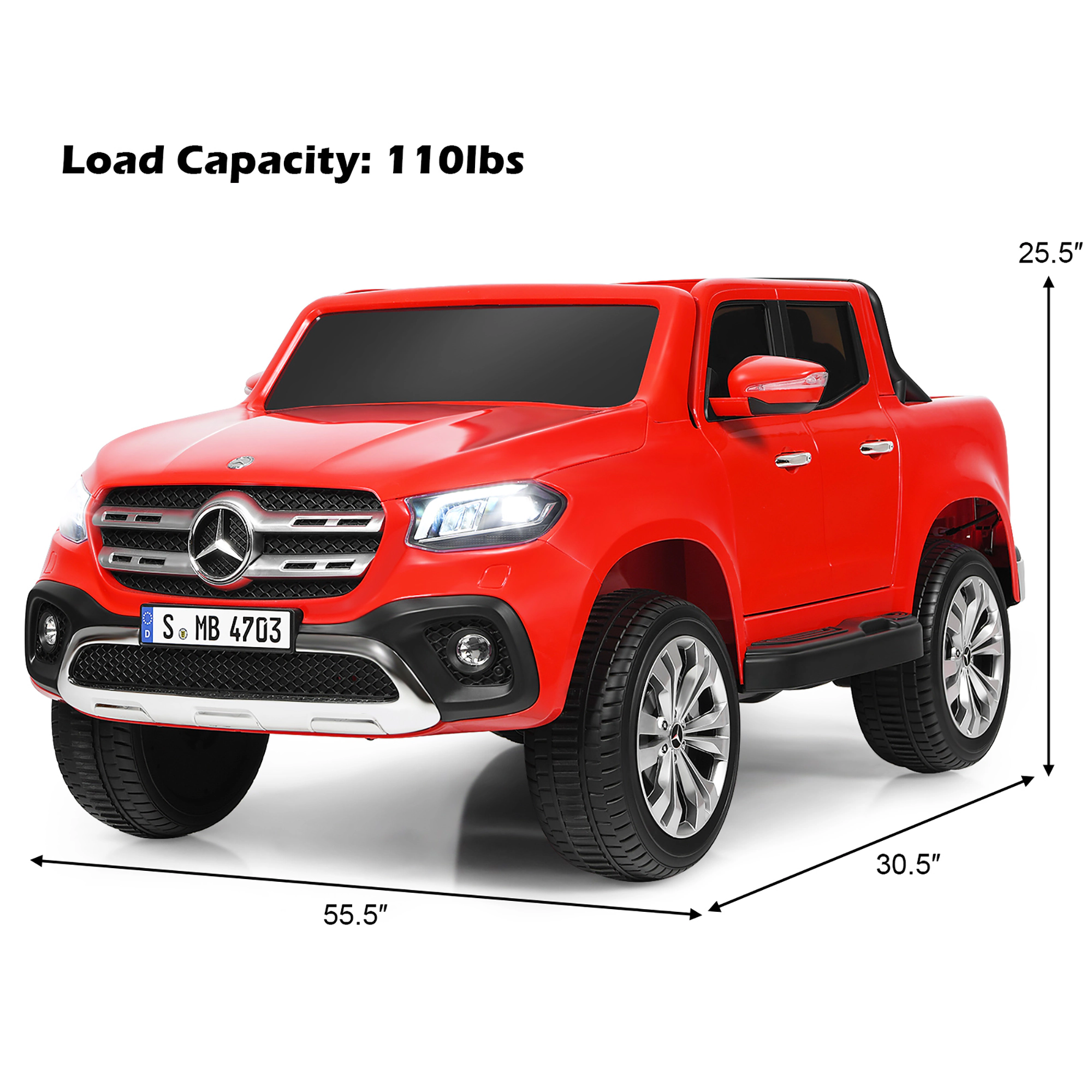 Costway Licensed Mercedes Benz x Class 12V 2-Seater Kids Ride On Car w/ Trunk Red