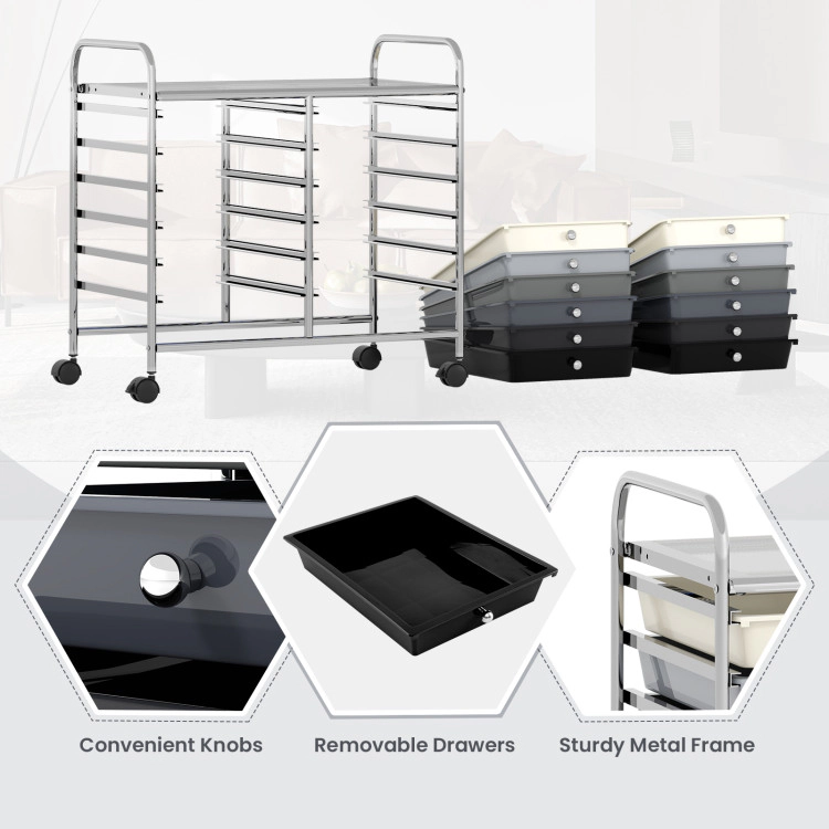 Hivvago 12 Drawers Rolling Storage Cart for Home and Office