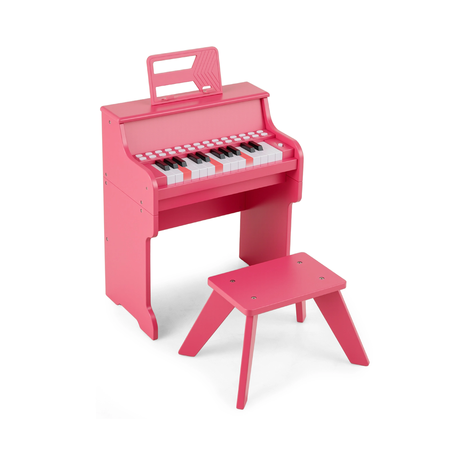SUGIFT 25-Key Kids Piano Keyboard with Record and Playback Mini Digital Piano with Stool 15-in Wide 3+ Years Pink
