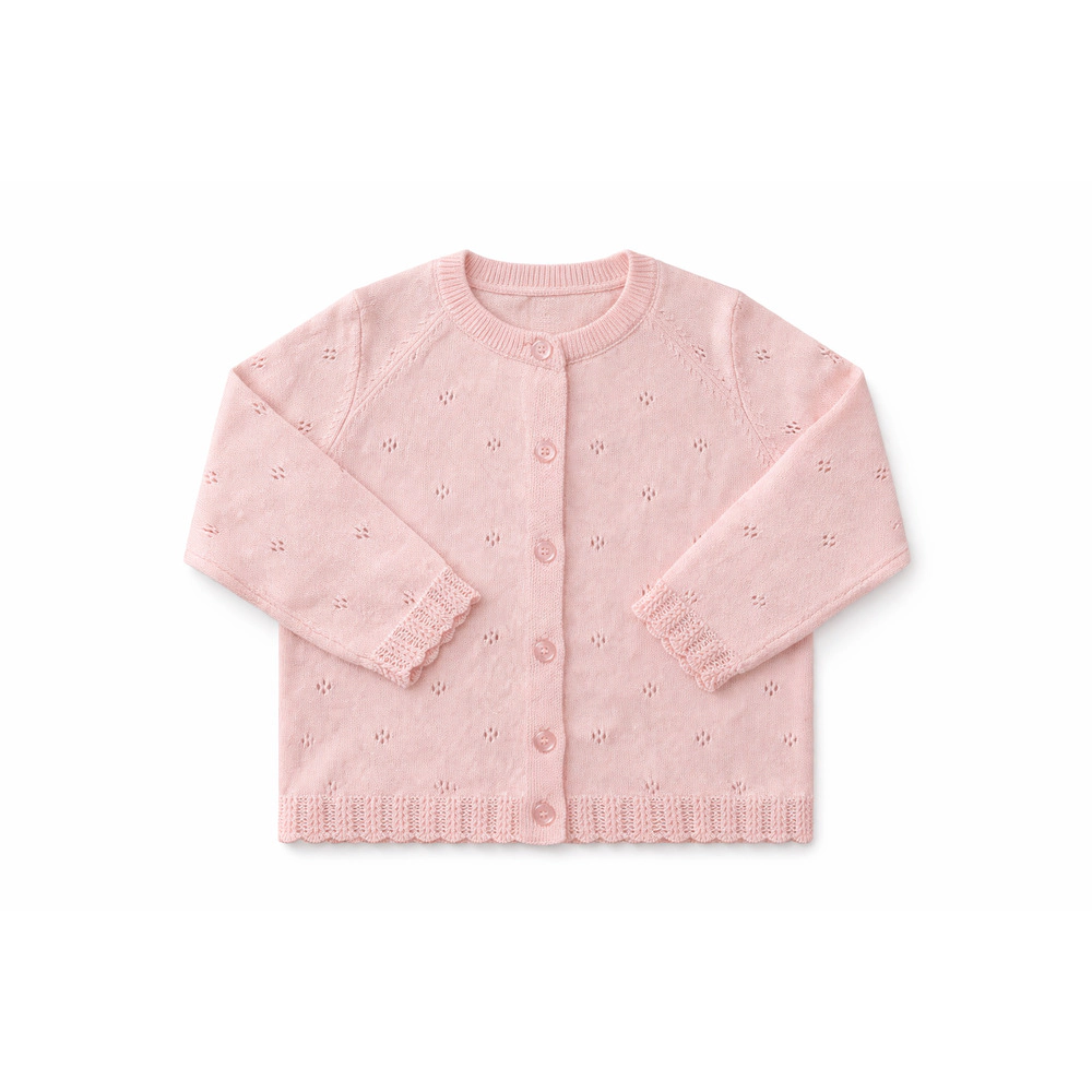 Laurenza's Toddler Girls Spring Scalloped Pointelle Knit Cardigan