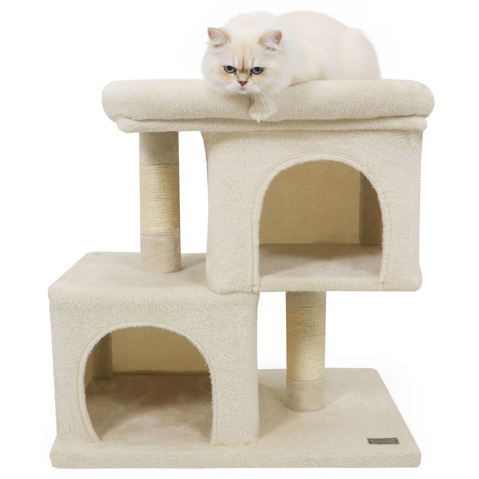 SlickBlue 25.5" Multi-Level Cat Tree with 2 Condos & Scratcher