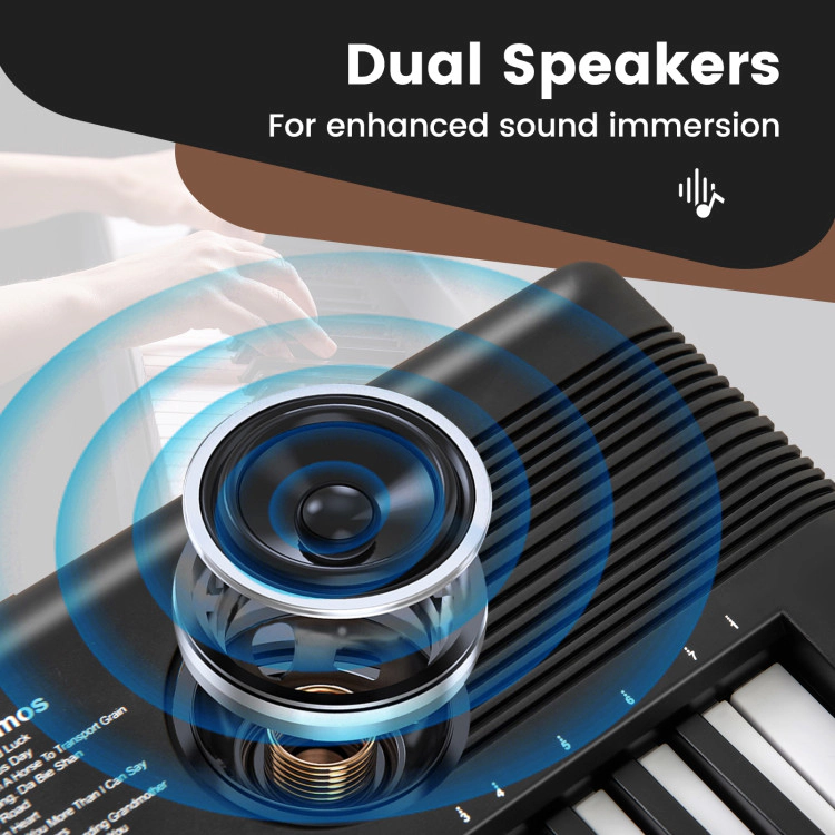 SUGIFT Black 61-Key Portable Electric Digital Keyboard Piano with Dual Speakers Carry Bag and Music Stand