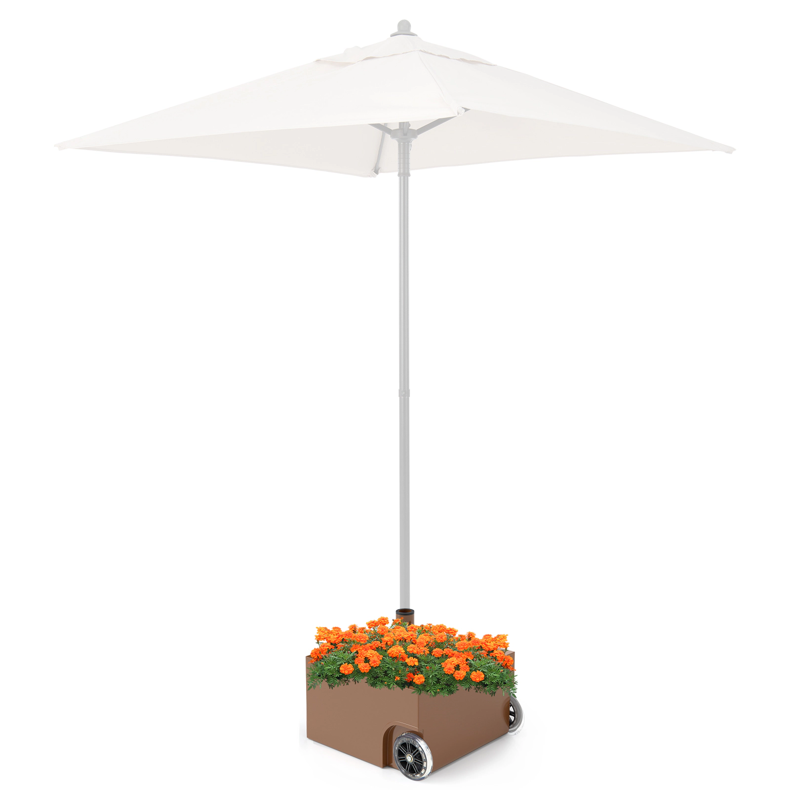 SUGIFT 150-lb Capacity Planter Patio Umbrella Base Stand with Wheels for 1.5-1.9 in Poles 17.5-in Tall Black