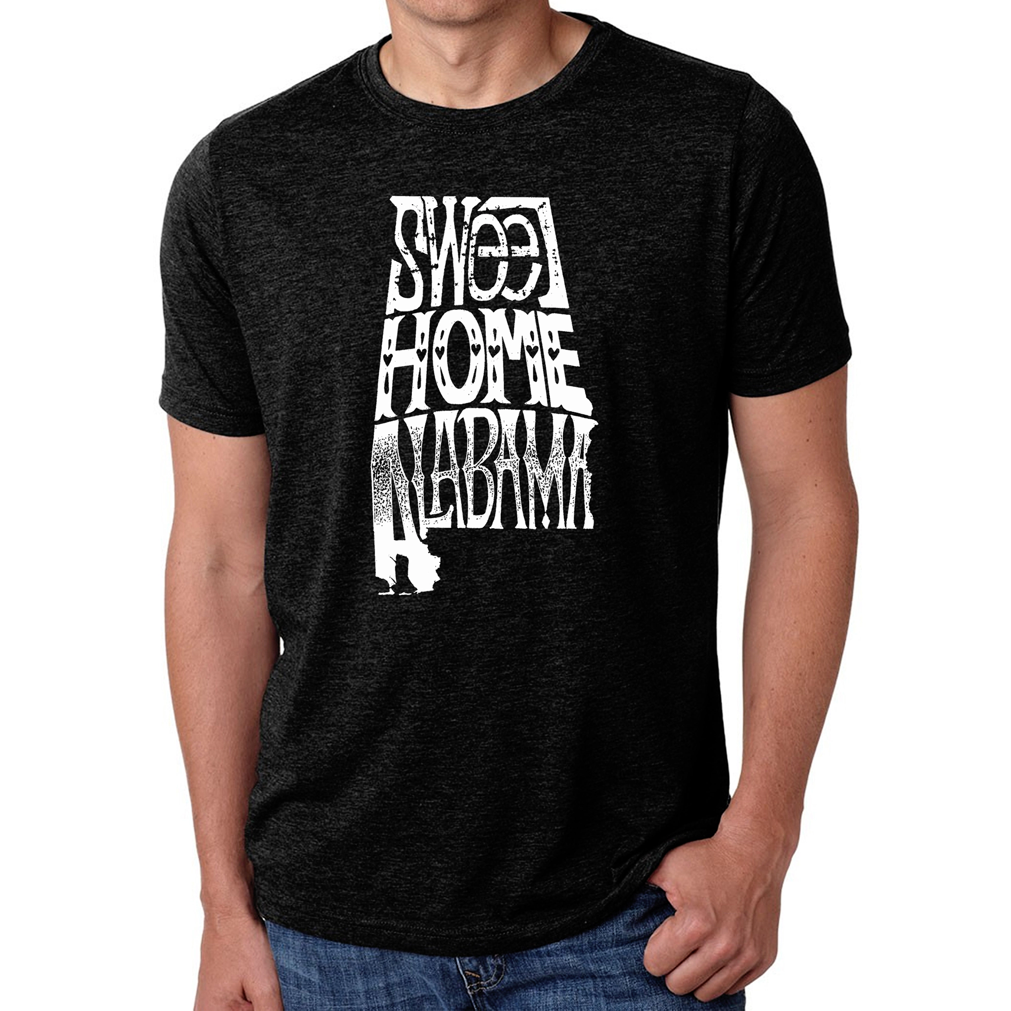 LA Pop Art Men's Cotton/Poly Blend Word T-Shirt - Sweet Home Alabama