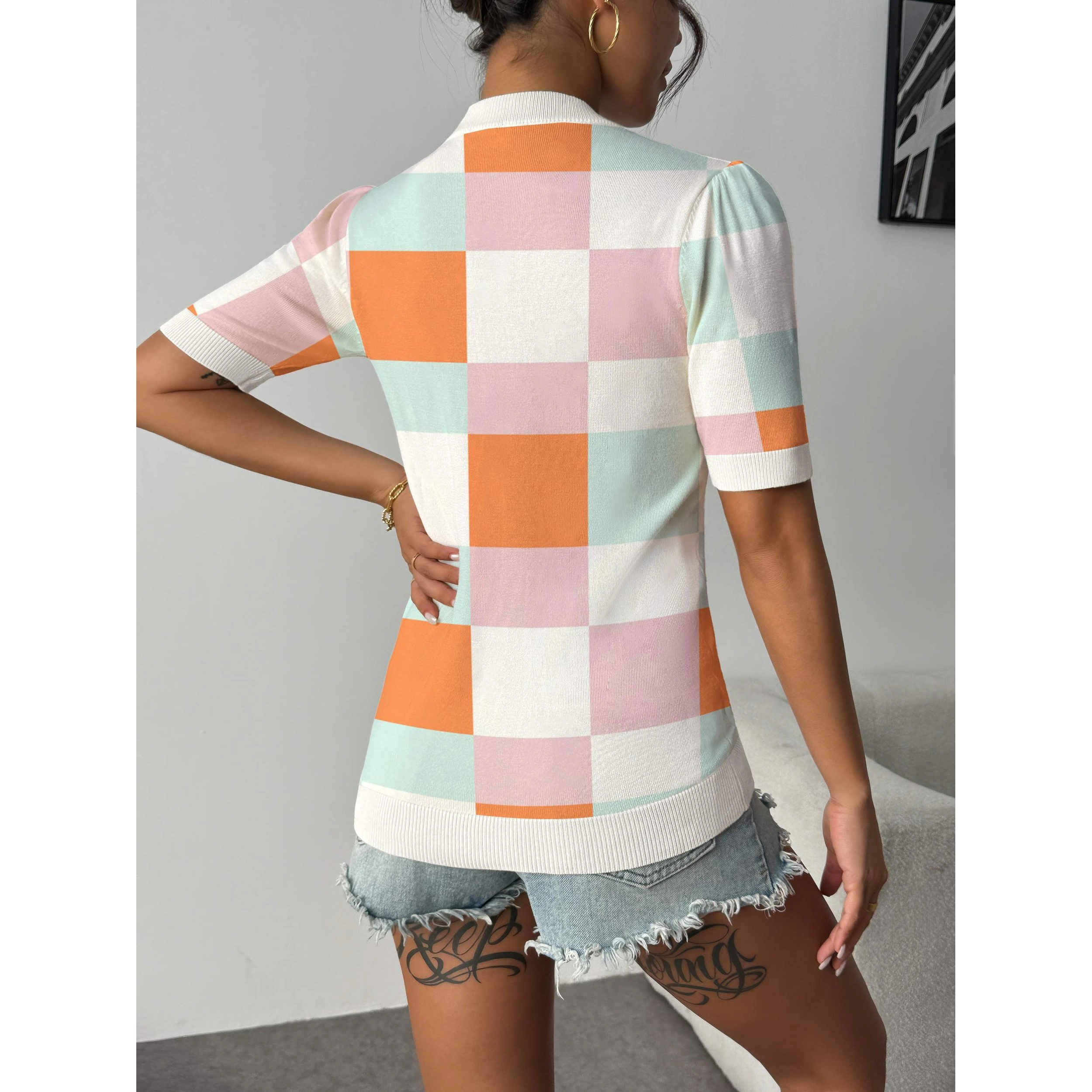 Zeagoo Women's Short Sleeve V-Neck Knit Pullover