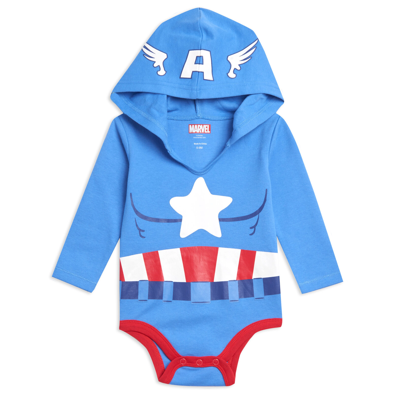 Marvel Avengers Baby 3-Pack Cosplay Long Sleeve Hooded Bodysuits