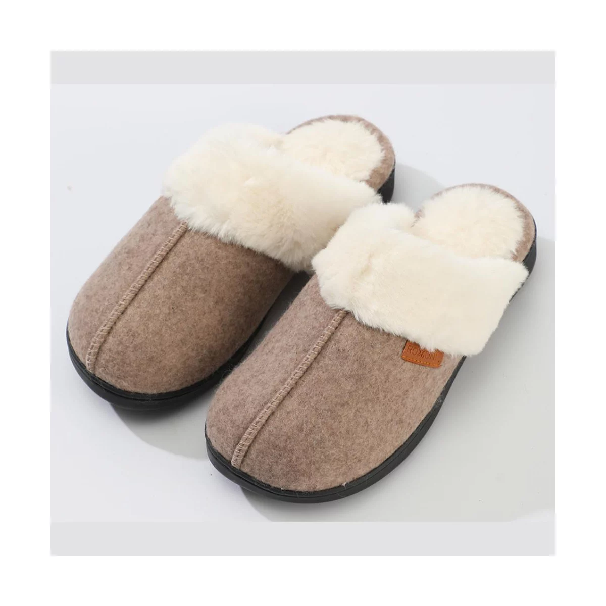 Roxoni Women's Winter House Fuzzy Fluffy Furry Cozy Clog Slipper