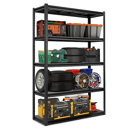 Flynama 5-Tier Freestanding Shelving Unit, Heavy Duty Metal, Adjustable, Black (47.2"W x 72"H x 17.7"D)