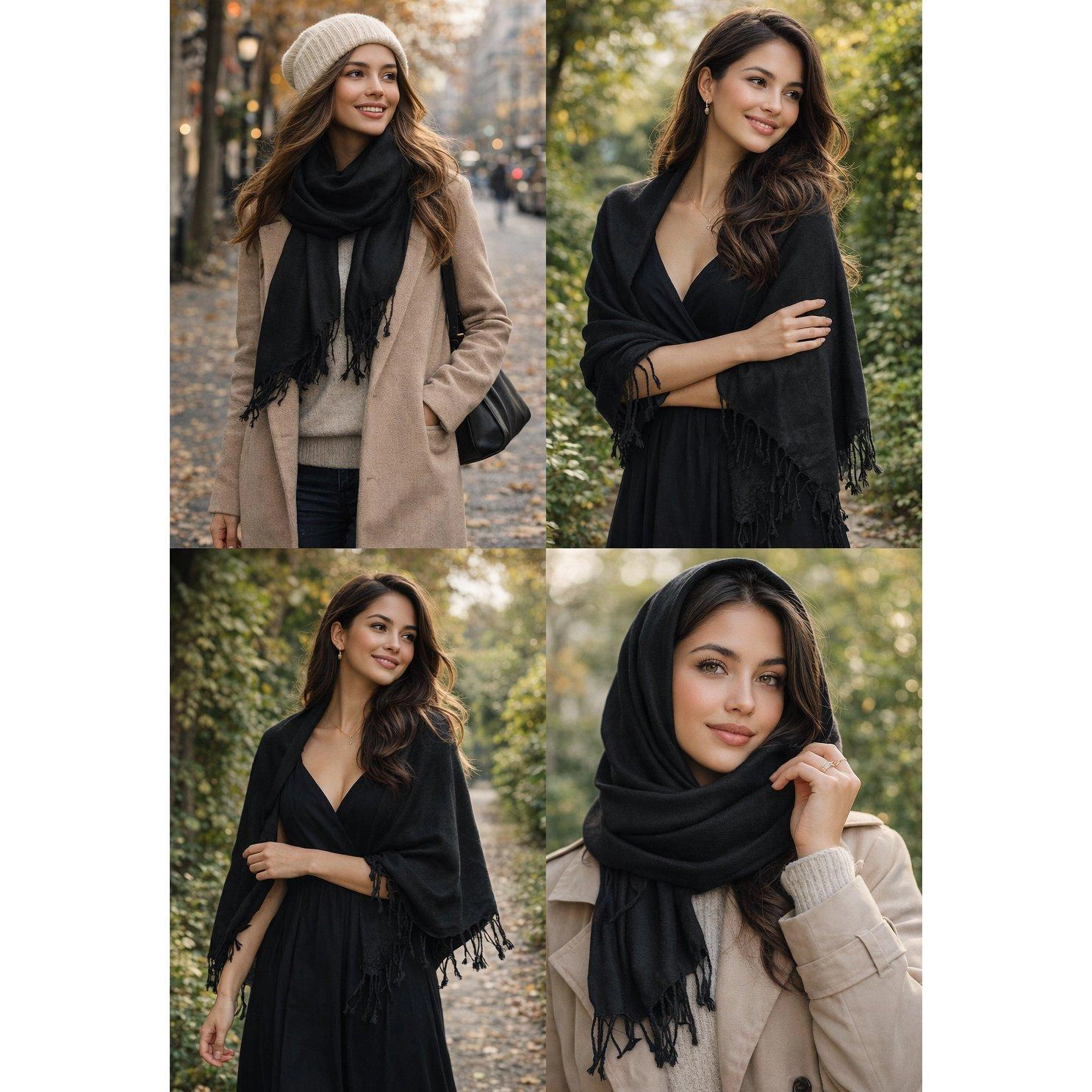 CTM Women's Classic Pashmina Style Shawl Wraps