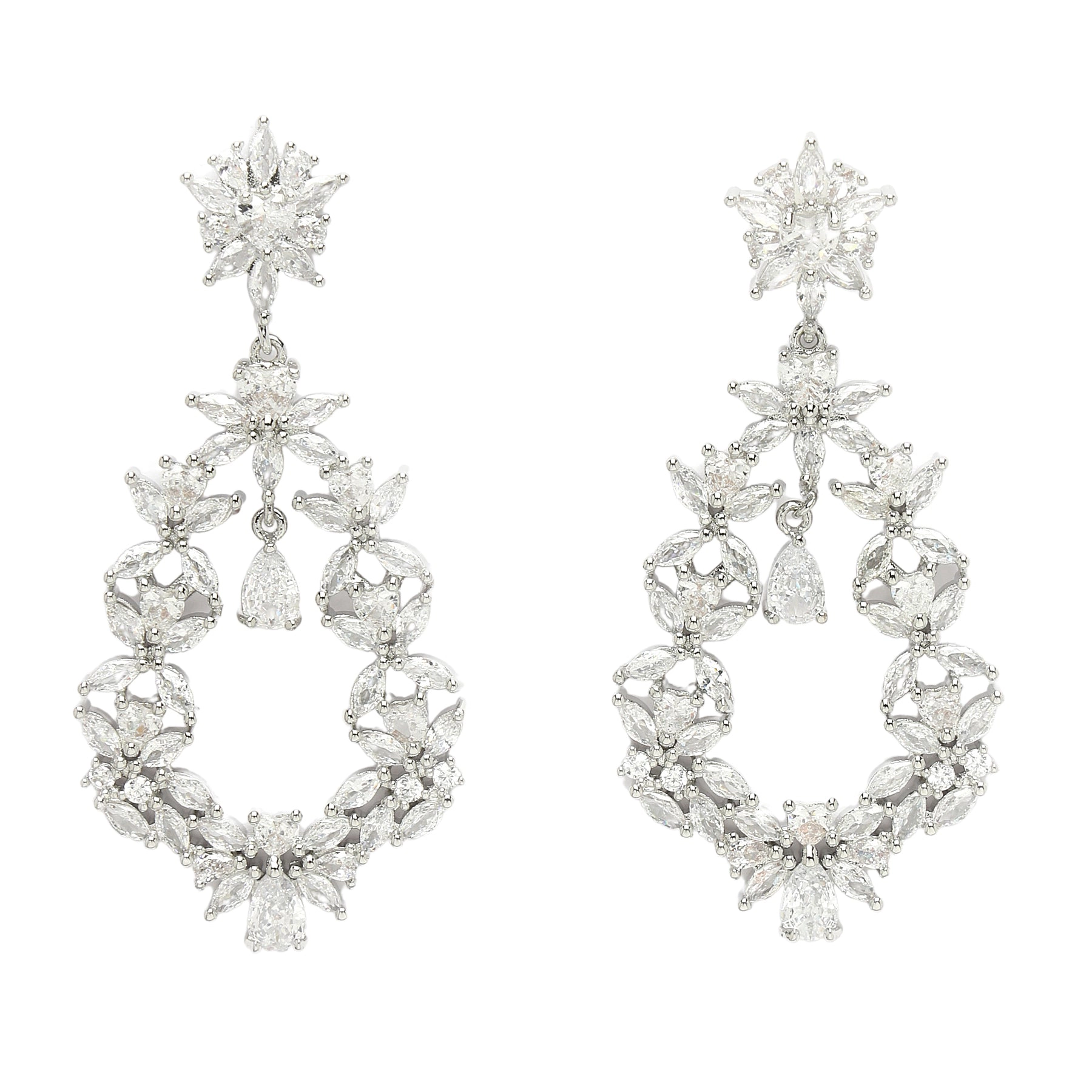 AGP PARIS Womens Diva Luxury Floral Zirconia Drop Earrings
