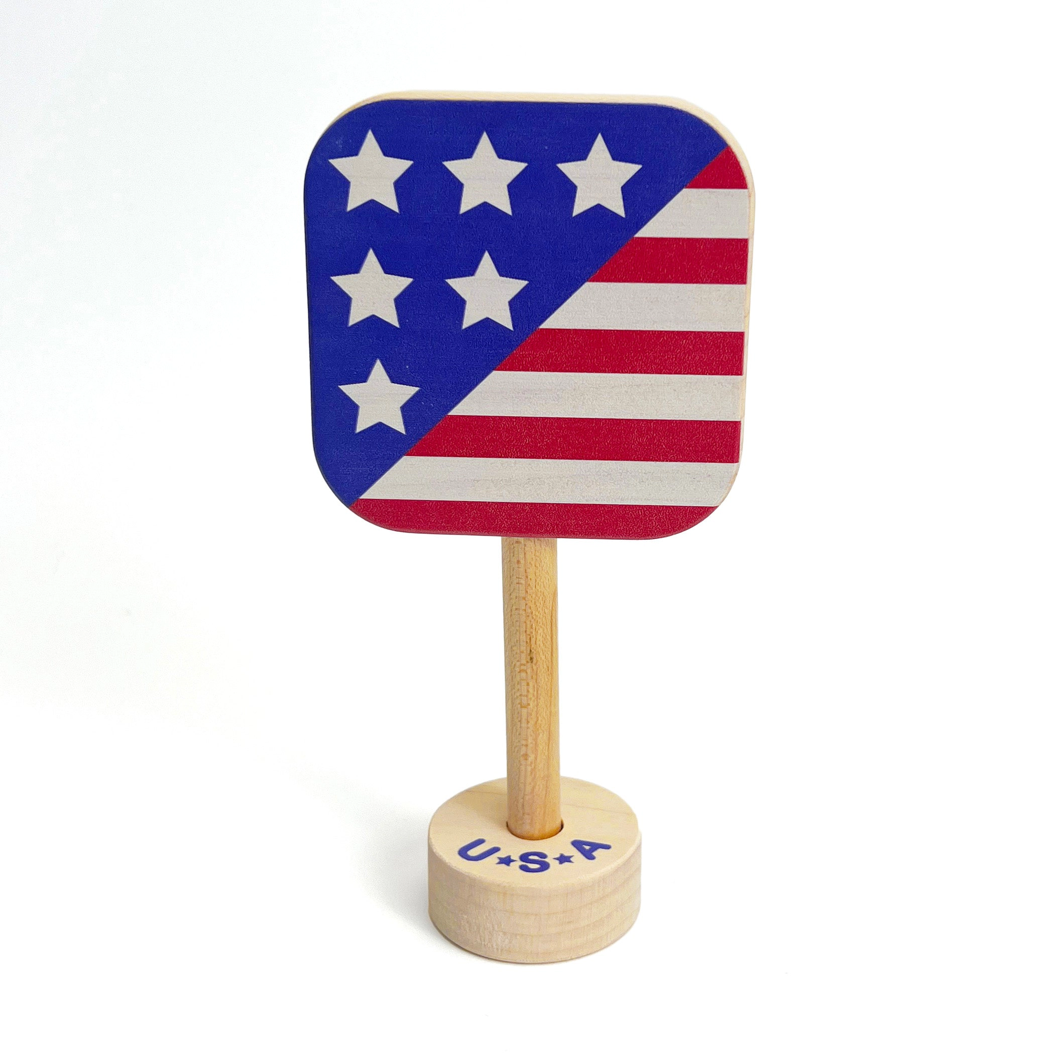 Grasp & Giggle Flag Wooden Rattle, Made in USA