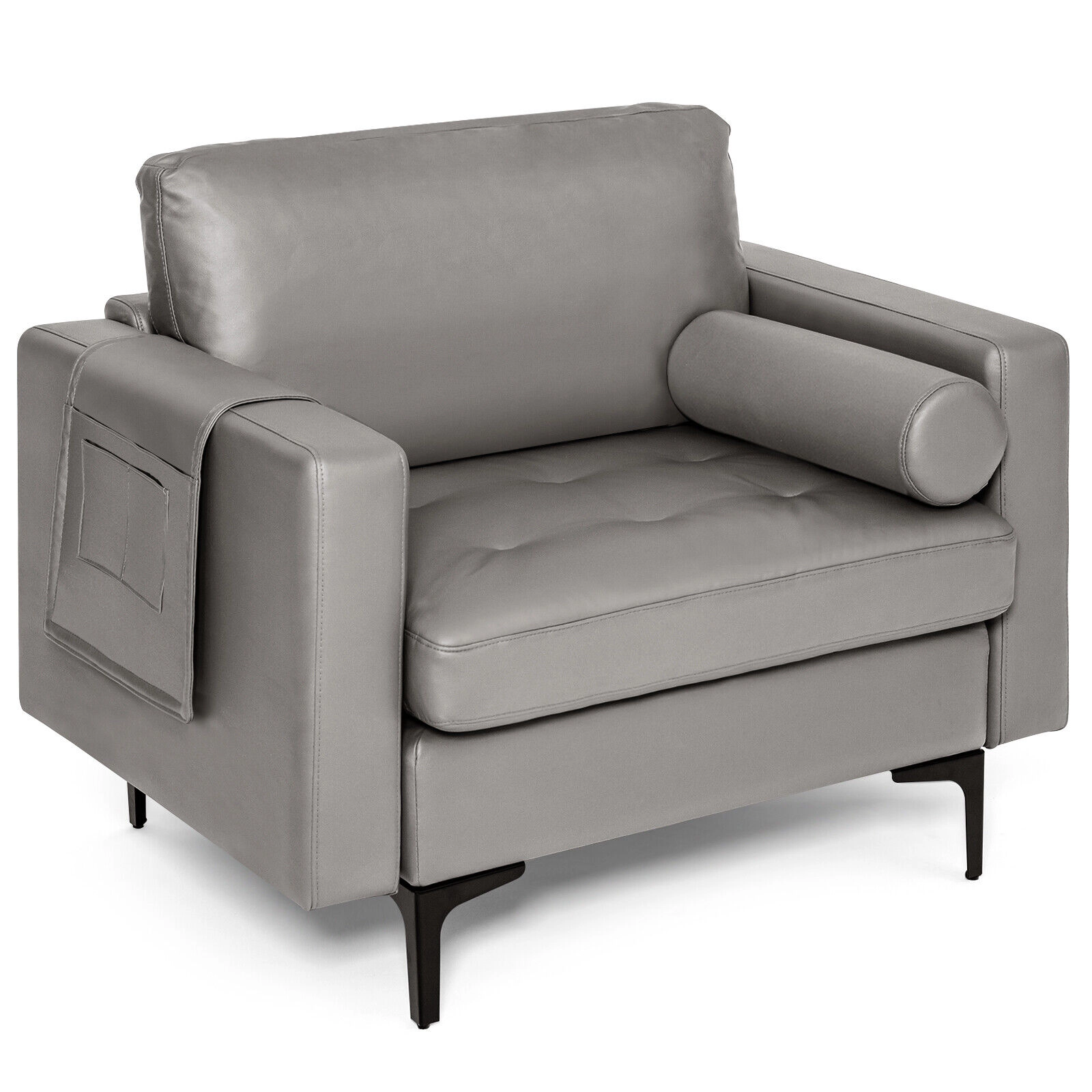 SUGIFT 660-lb Capacity 29.5-in Seat Oversized Accent Chair with Bolster Armrest Caddy and Storage Pocket