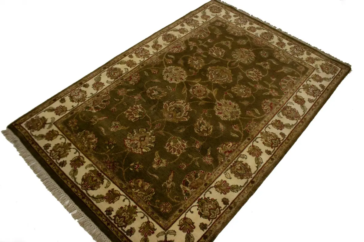 Magic Rugs Brown Floral 4X6 Traditional Indo-Kashan Oriental Rug
