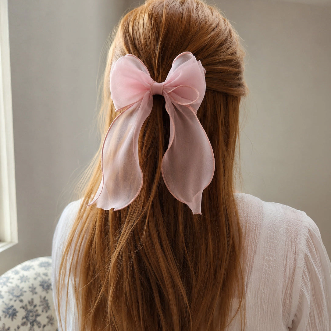 Puttisu Girls Organza Large Bow Clip Gift Set with Tin Case