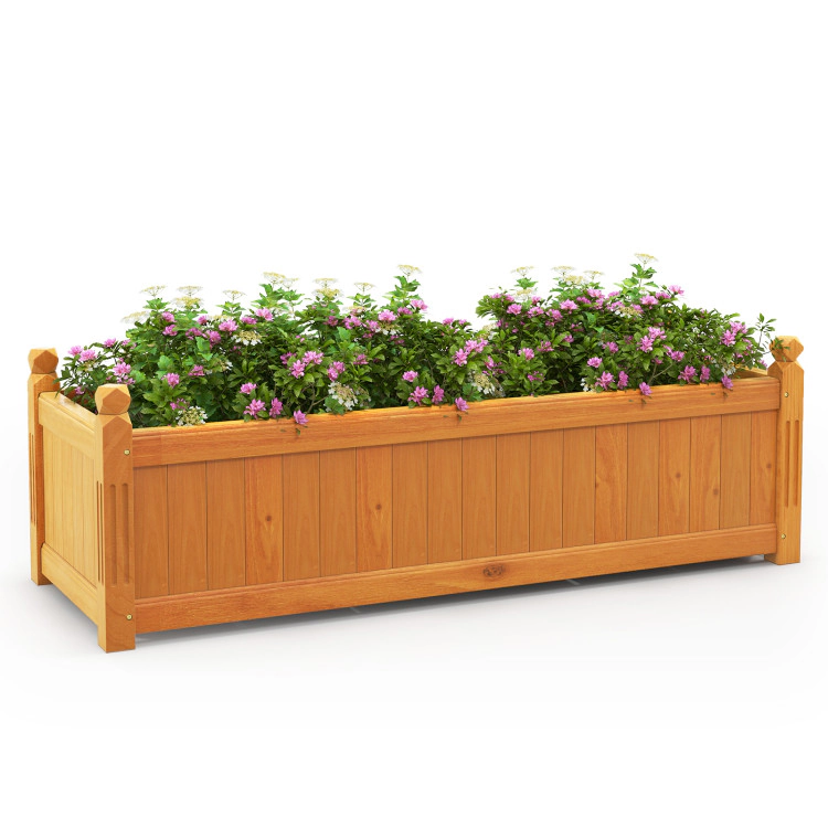 Hivvago Wooden Rectangular Garden Bed with Drainage System
