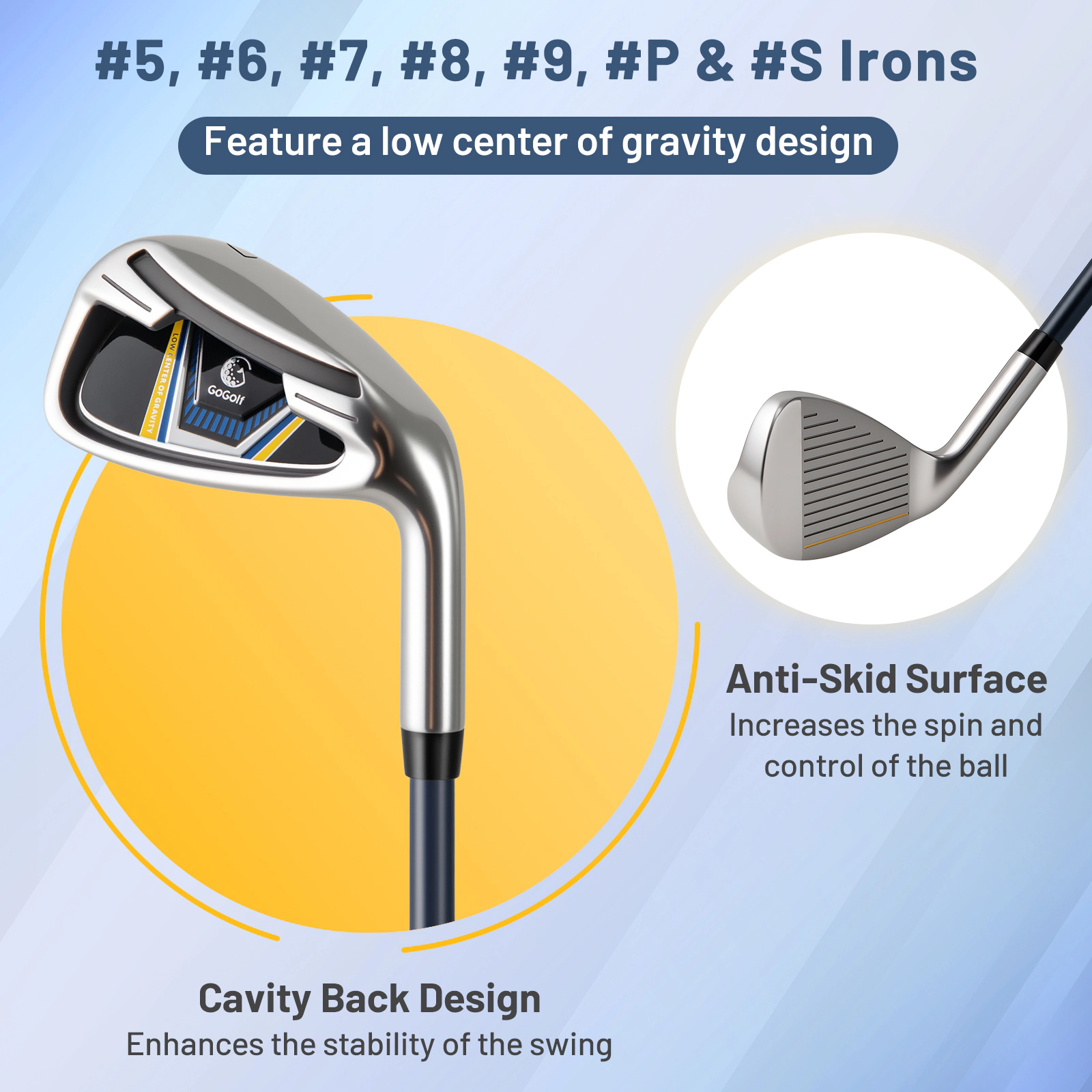 11-pc Mens Complete Golf Clubs and Bag Set Right Handed Driver Fairway Hybrid 7 Irons Putter Headcovers Yellow
